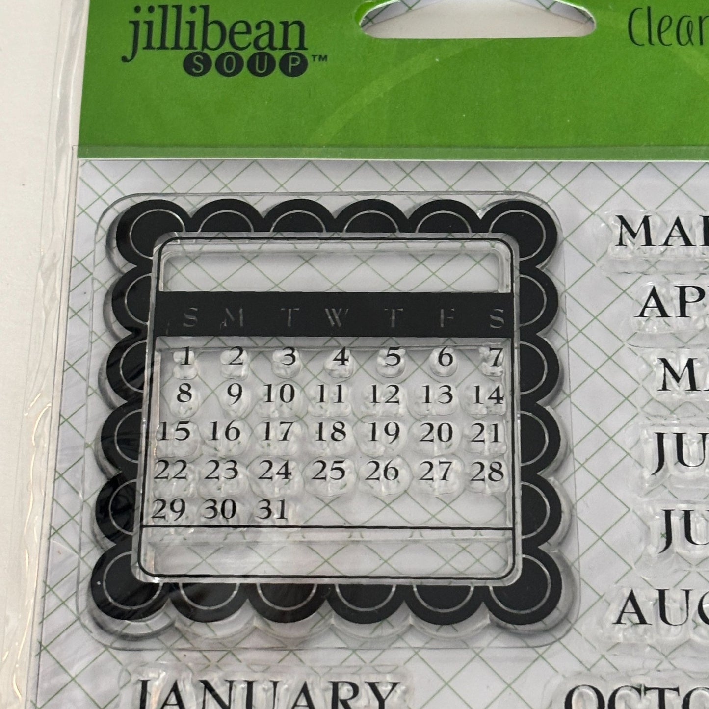 Jillibean Soup Clear Stamps Set Calendar Months Dates Planner Junk Journaling Cardmaking Acrylic Small