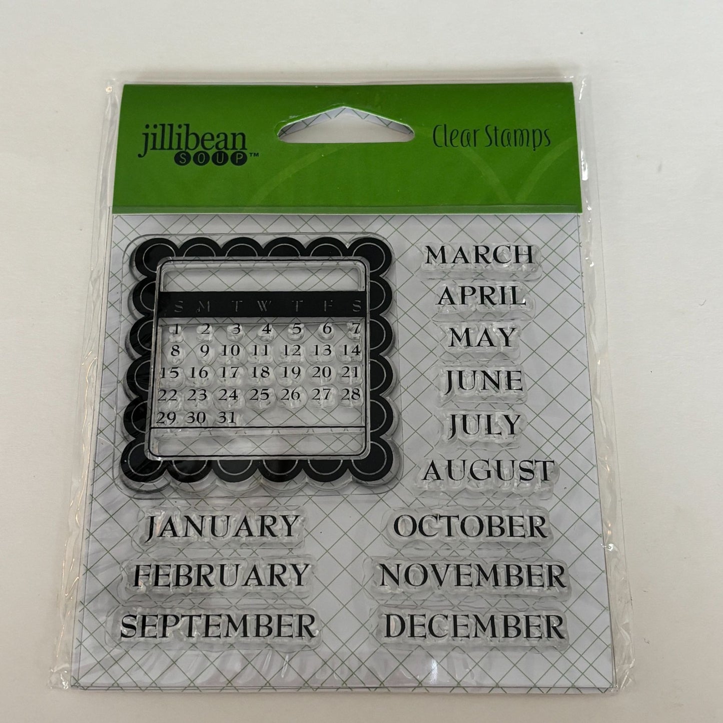 Jillibean Soup Clear Stamps Set Calendar Months Dates Planner Junk Journaling Cardmaking Acrylic Small