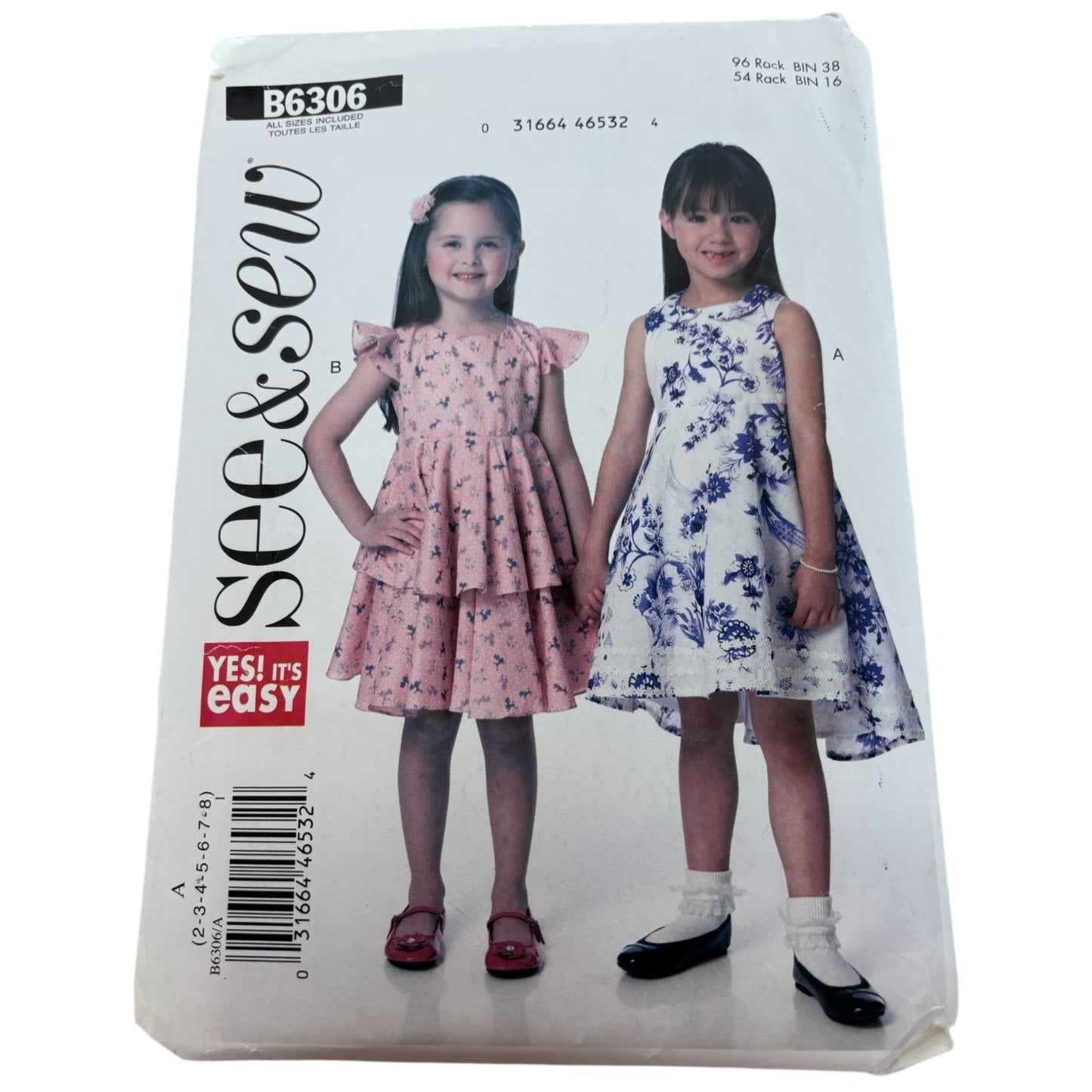 Butterick Sewing Pattern B6306 See and Sew Girls Dress Spring Party Sizes 2-8 UC