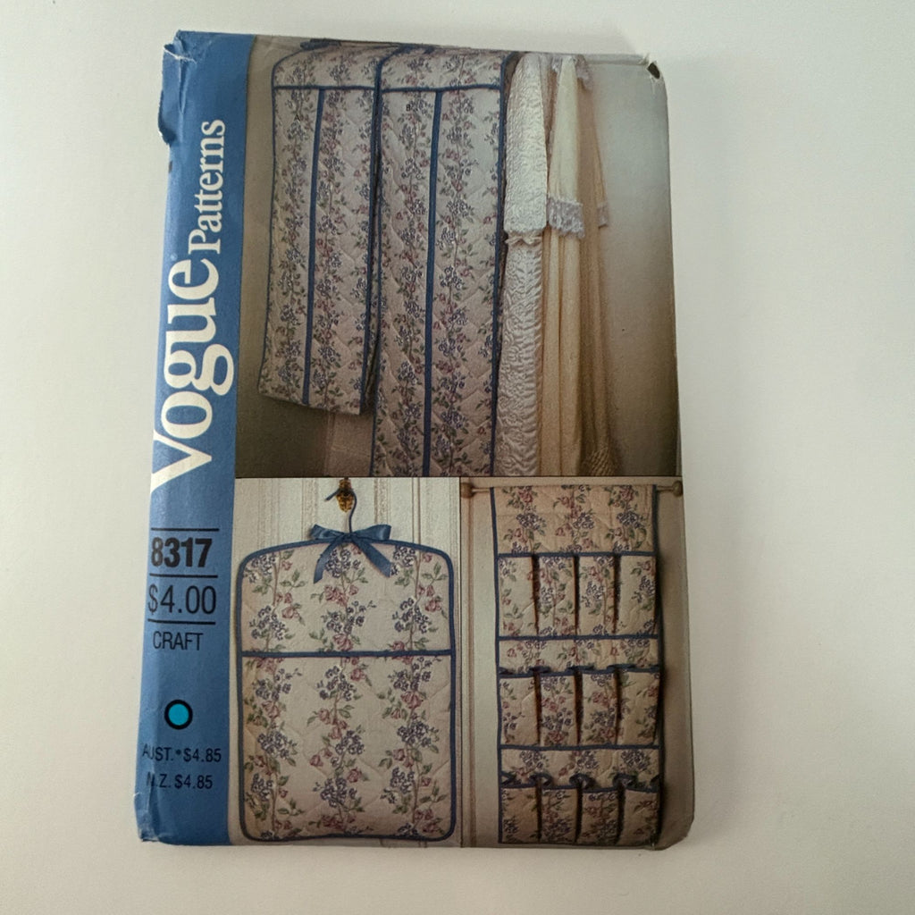 Vogue Sewing Pattern 8317 Closet Organizer Shoe Bag Laundry Suit Bag Garment Bag