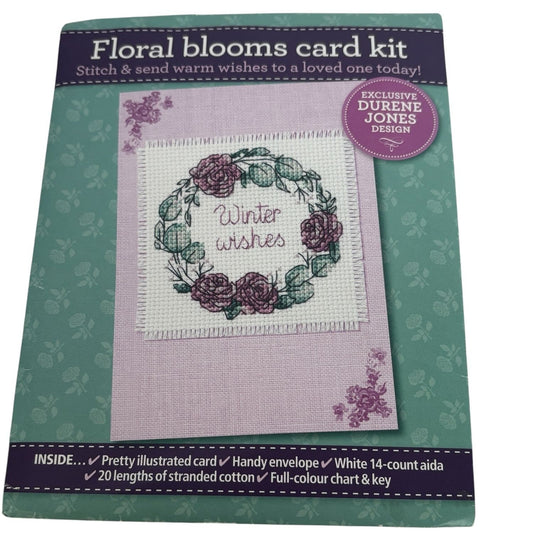 The World of Cross Stitching Cross Stitch Kit Greeting Card Floral Blooms Wreath