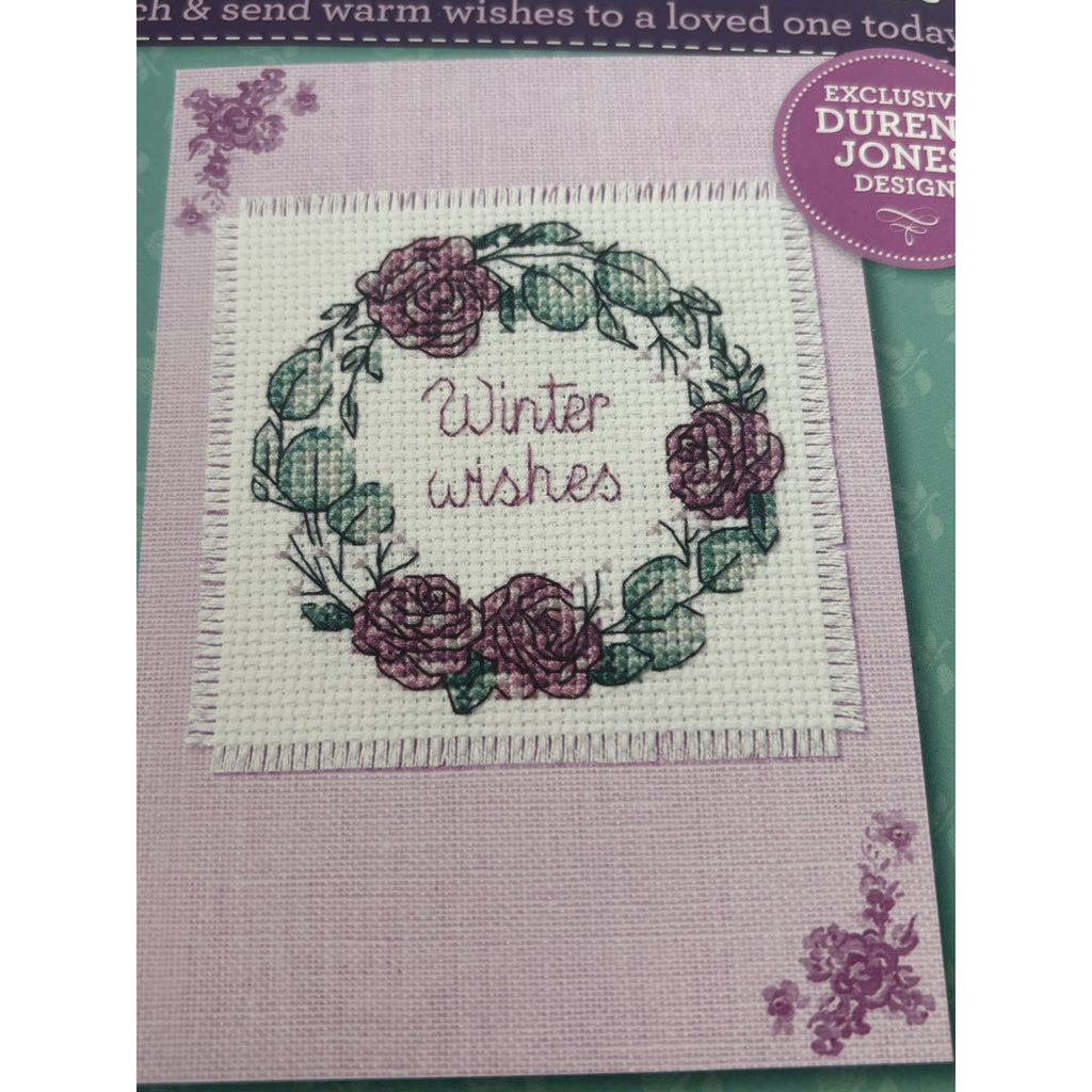 The World of Cross Stitching Cross Stitch Kit Greeting Card Floral Blooms Wreath
