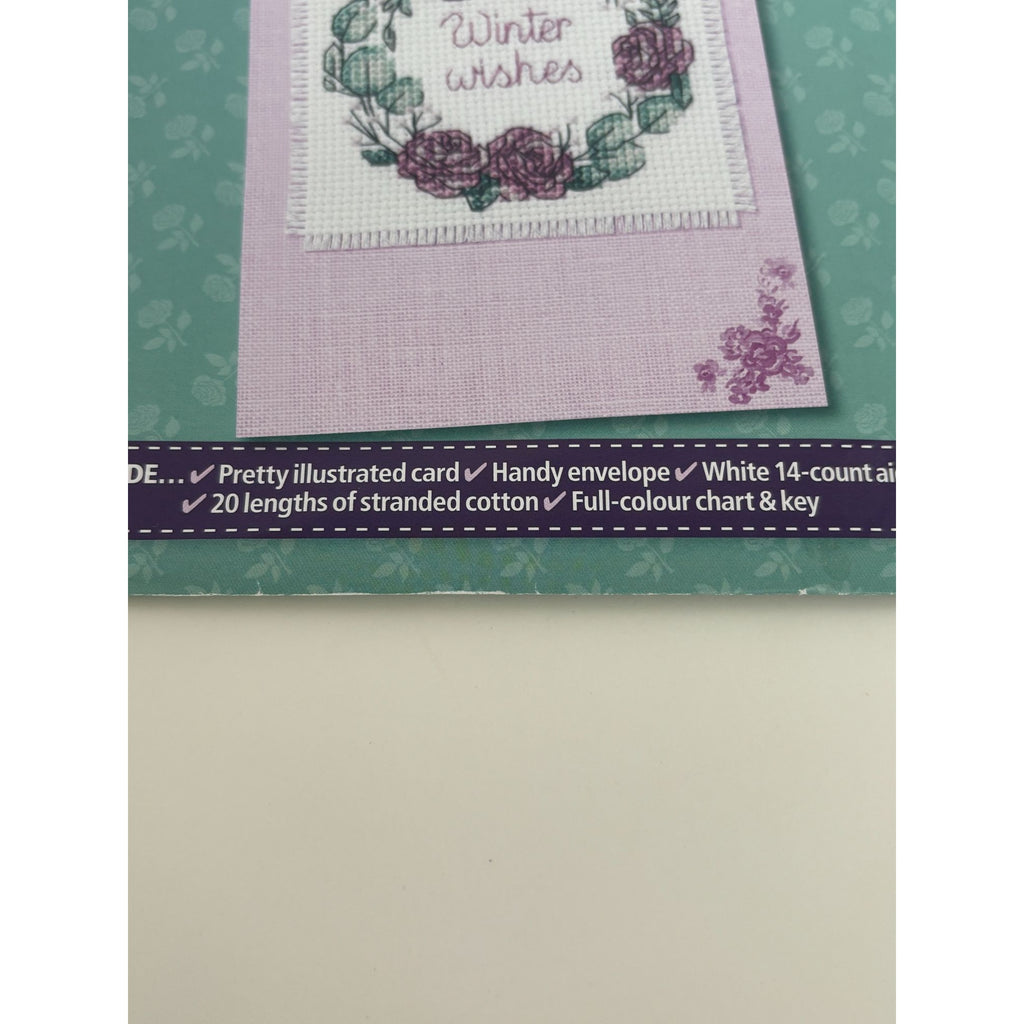 The World of Cross Stitching Cross Stitch Kit Greeting Card Floral Blooms Wreath