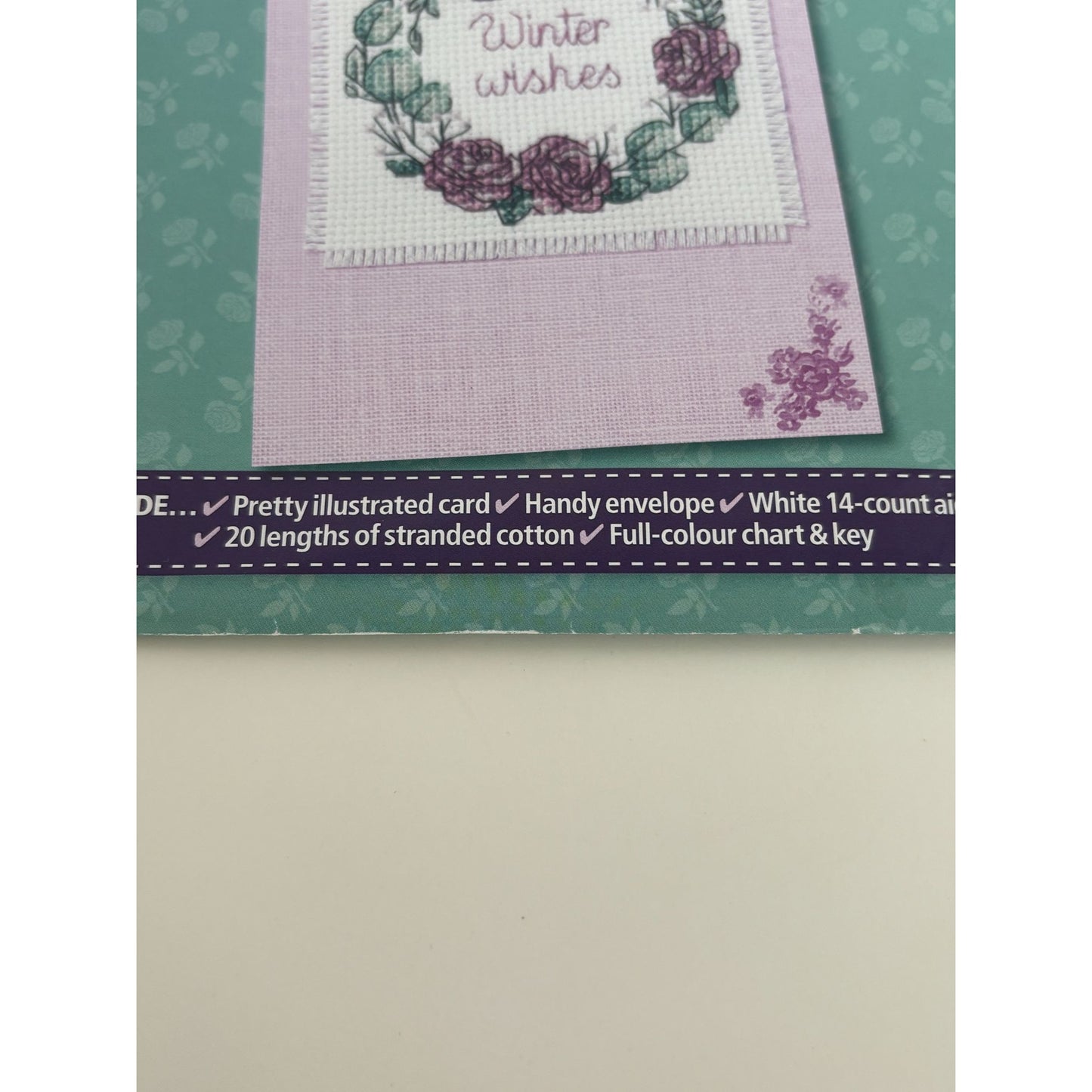 The World of Cross Stitching Cross Stitch Kit Greeting Card Floral Blooms Wreath
