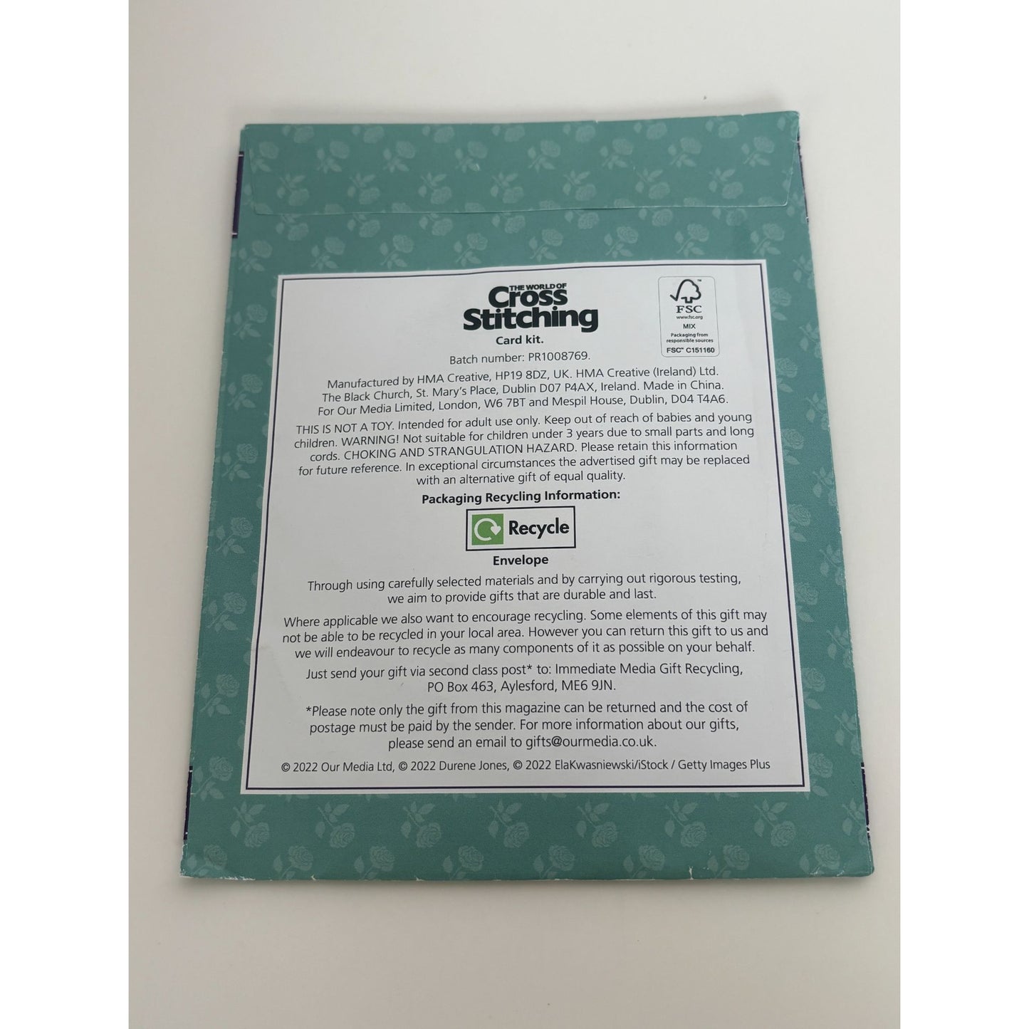 The World of Cross Stitching Cross Stitch Kit Greeting Card Floral Blooms Wreath