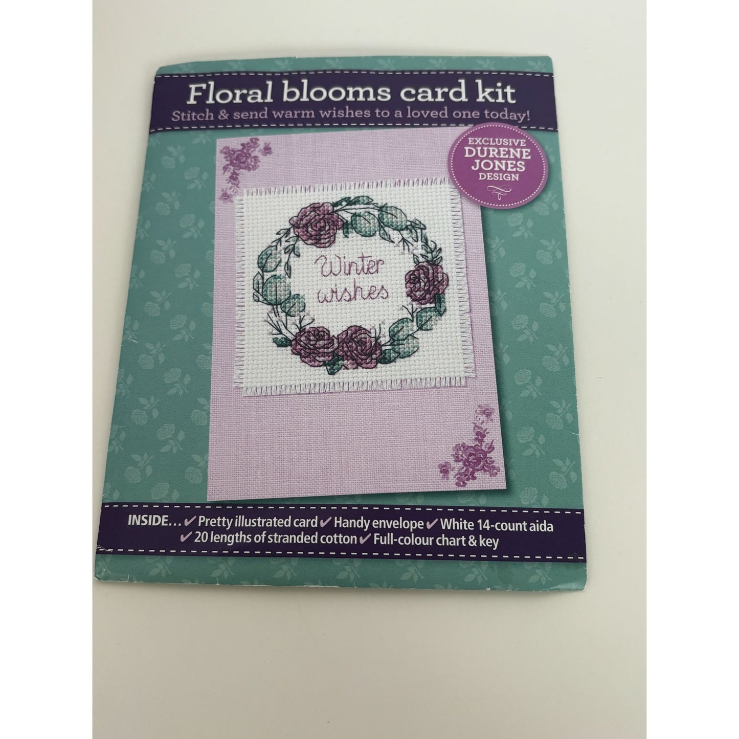 The World of Cross Stitching Cross Stitch Kit Greeting Card Floral Blooms Wreath