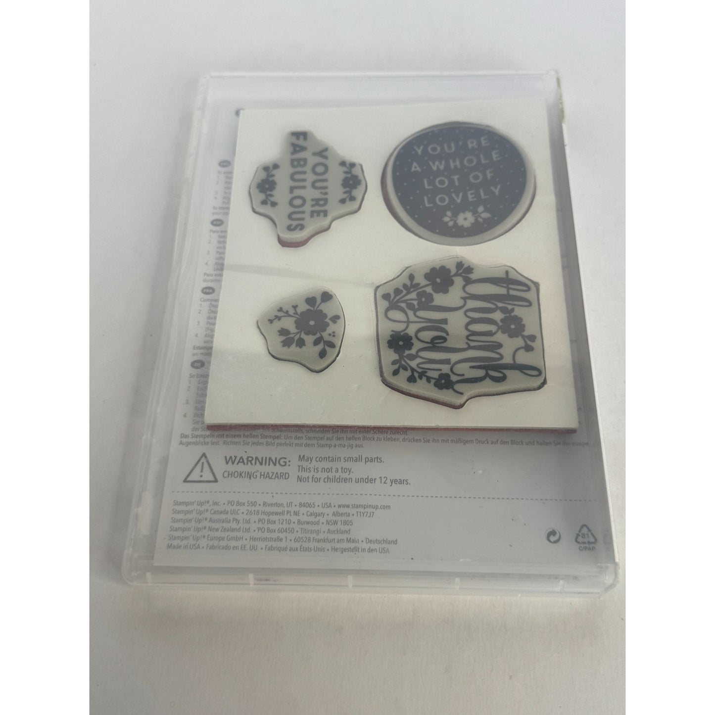 Stampin Up Clear Mount Rubber Stamp Set A Whole Lot of Lovely You are Fabulous