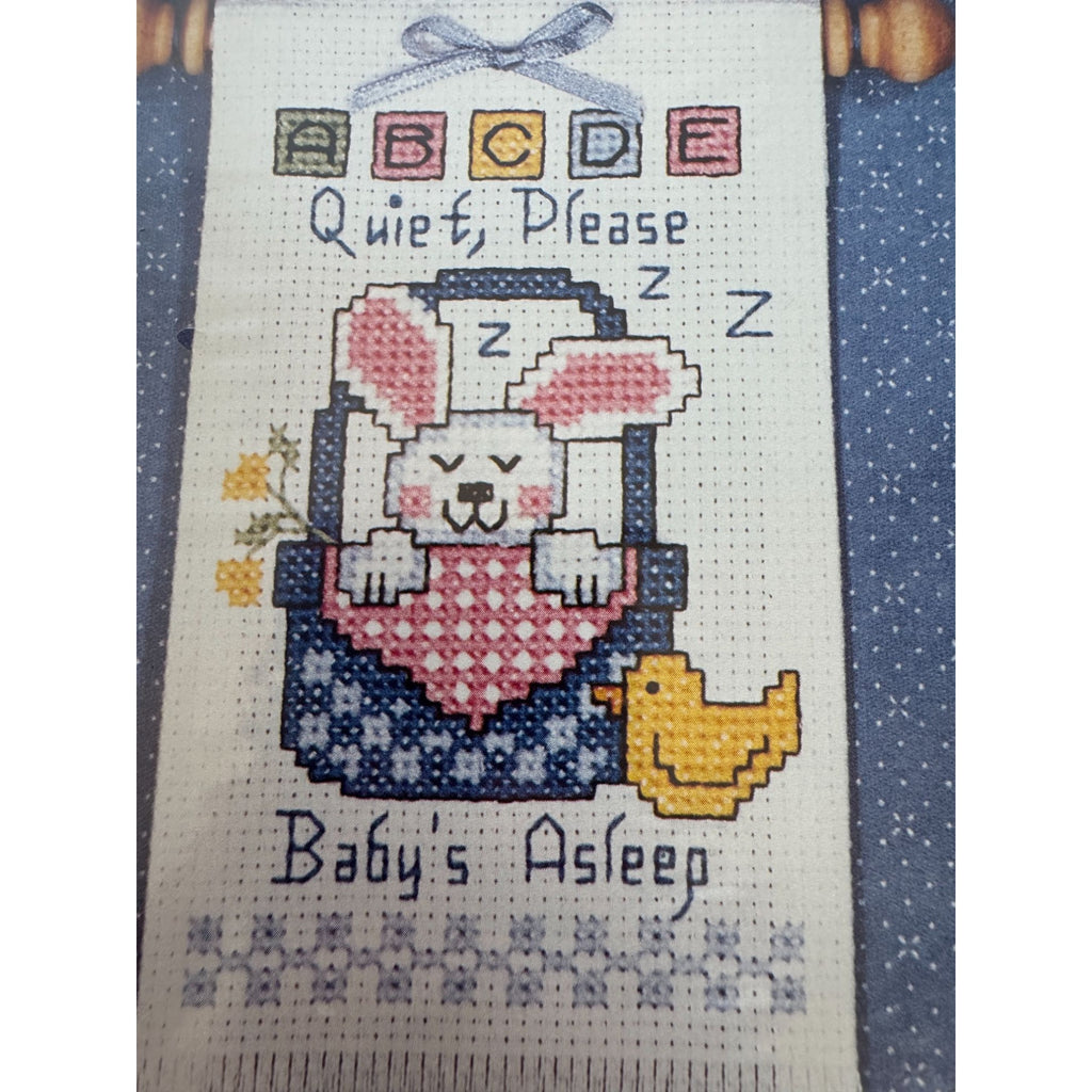 The New Berlin Co Counted Cross Stitch Kit Babys Asleep Design Bunny Rabbit ABC