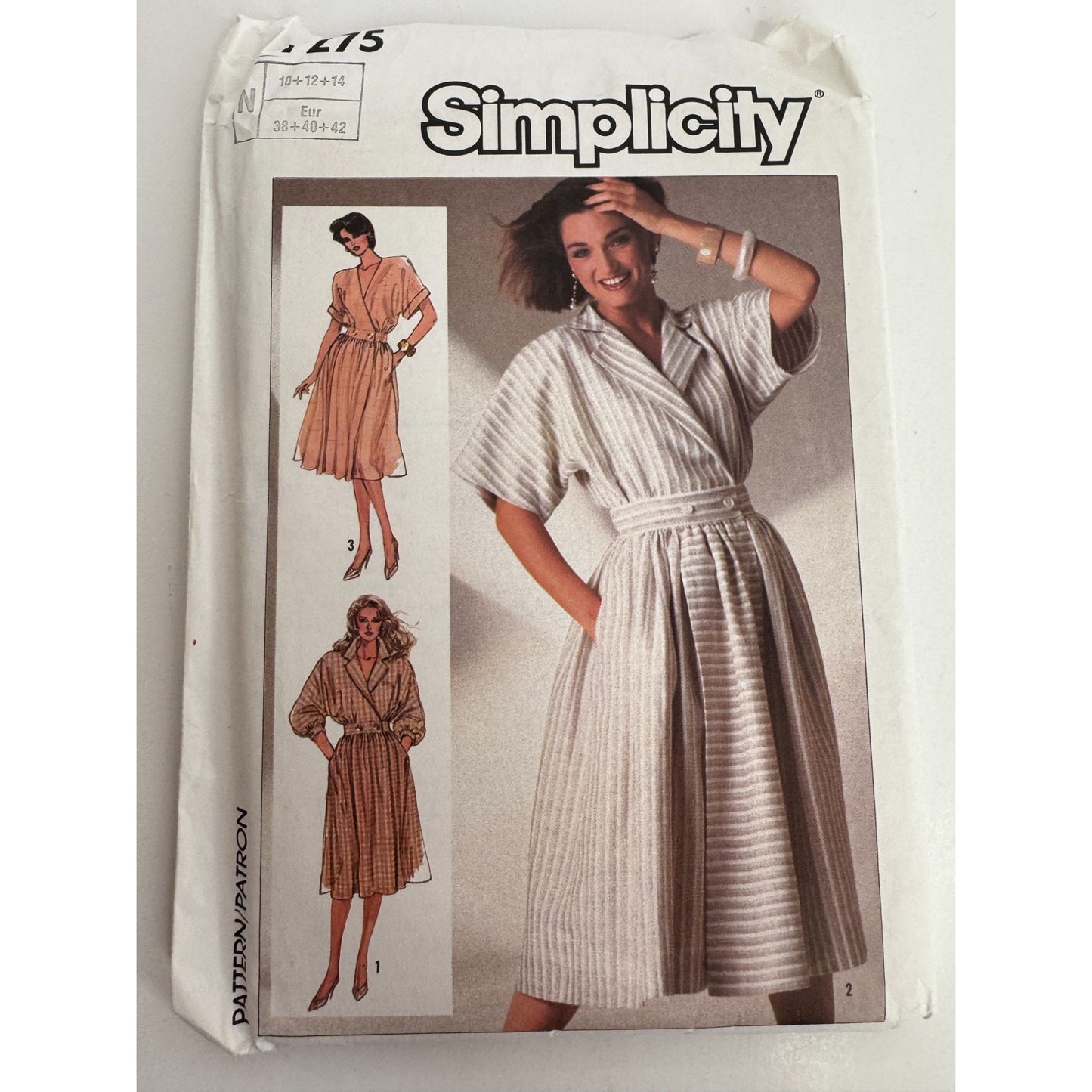 Simplicity Sewing Pattern 7275 Mock Wrap Dress Kimono Sleeves Pockets 10 12 14