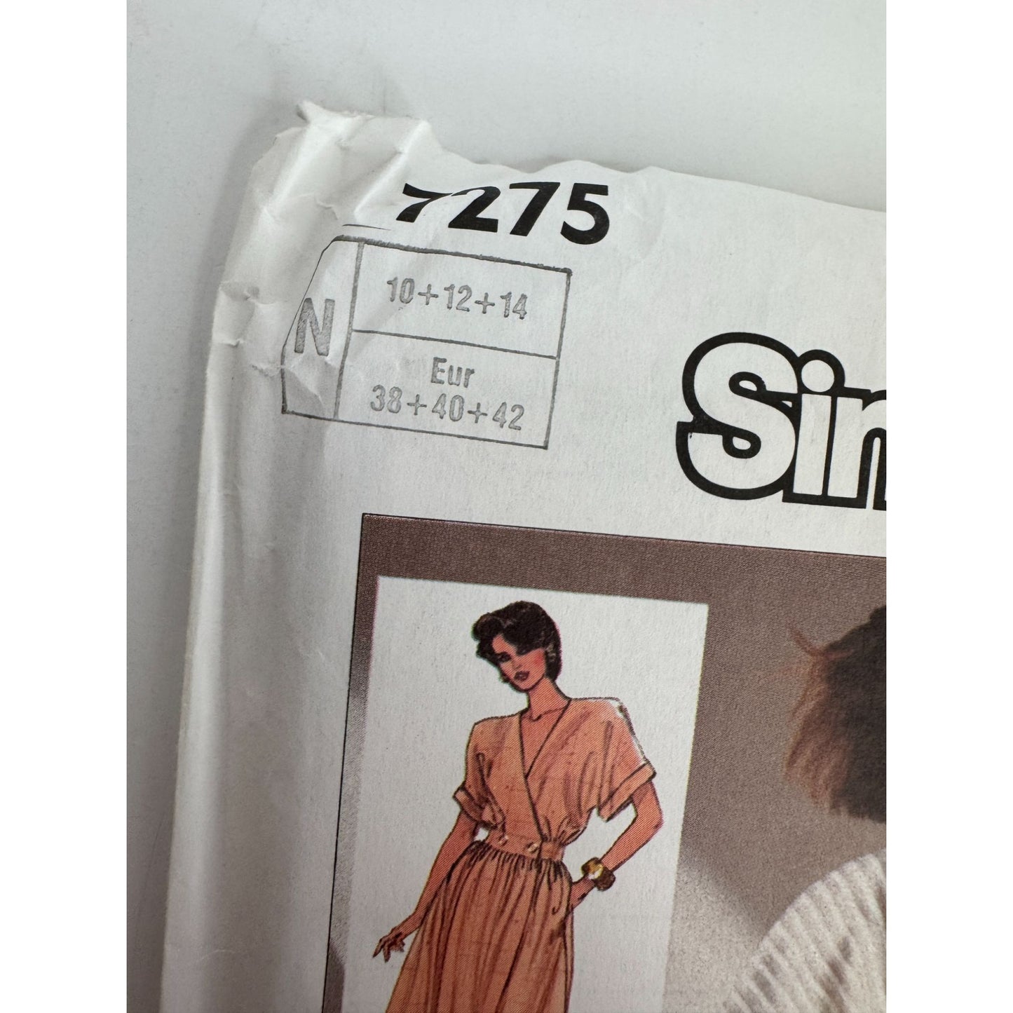 Simplicity Sewing Pattern 7275 Mock Wrap Dress Kimono Sleeves Pockets 10 12 14