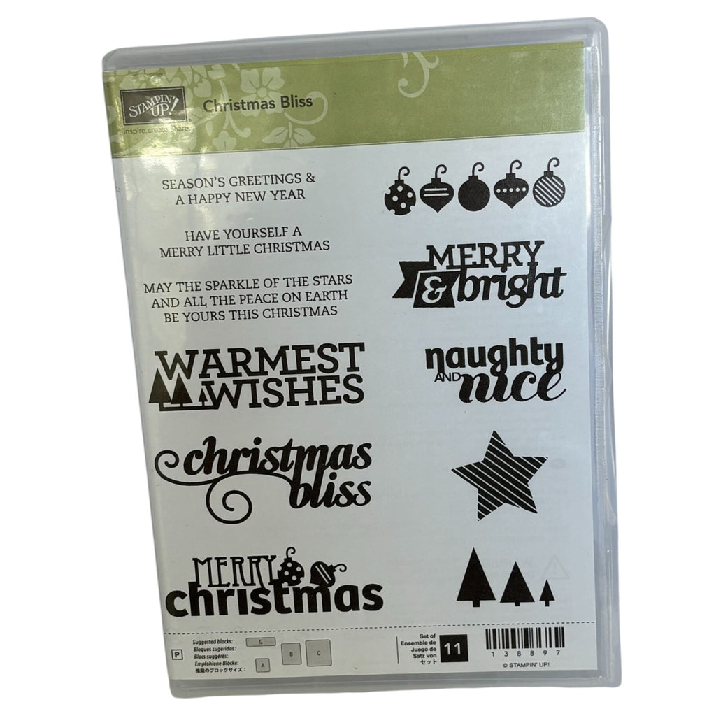 Stampin Up Stamp Set Christmas Bliss Holiday Card Making Naughty and Nice Words Ornaments