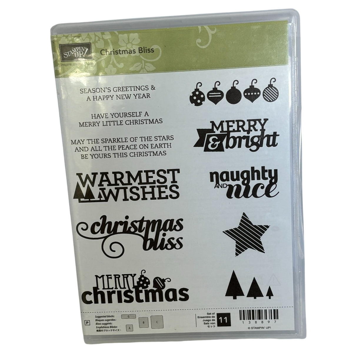 Stampin Up Stamp Set Christmas Bliss Holiday Card Making Naughty and Nice Words Ornaments
