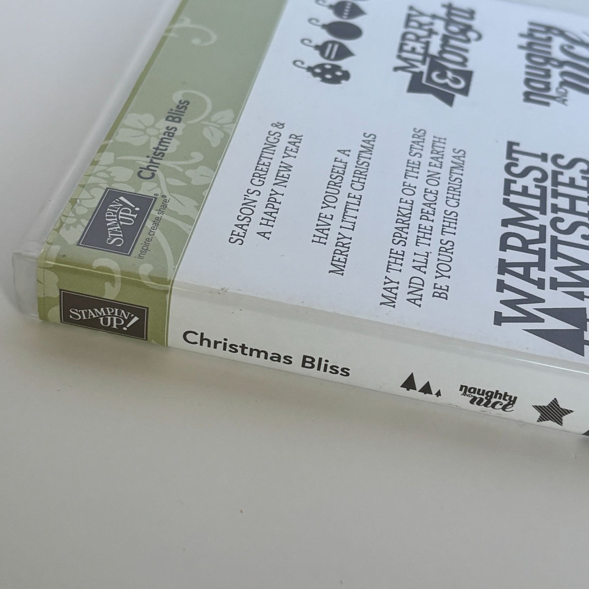 Stampin Up Stamp Set Christmas Bliss Holiday Card Making Naughty and Nice Words Ornaments
