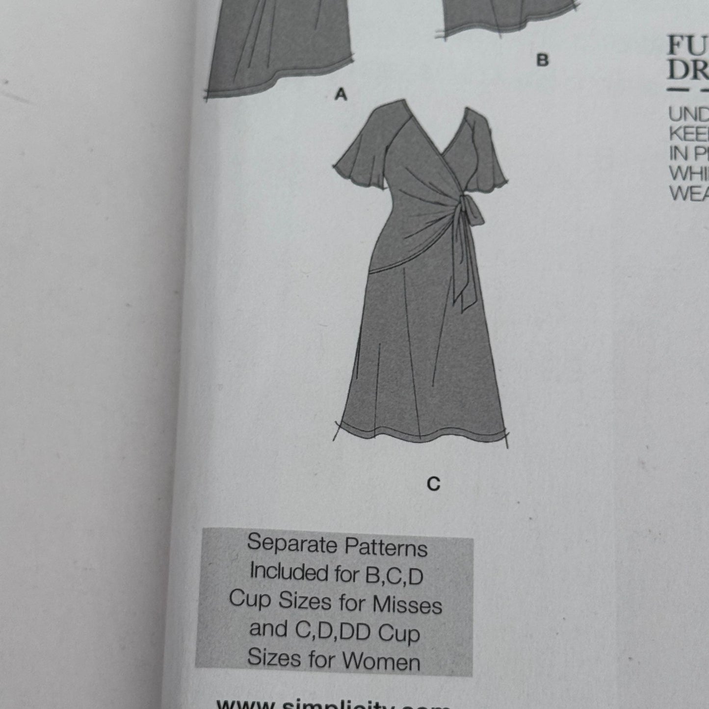 Simplicity Sewing Pattern 1653 Amazing Fit Dress Mock Wrap Summer 10-18 Uncut Slim Curvy
