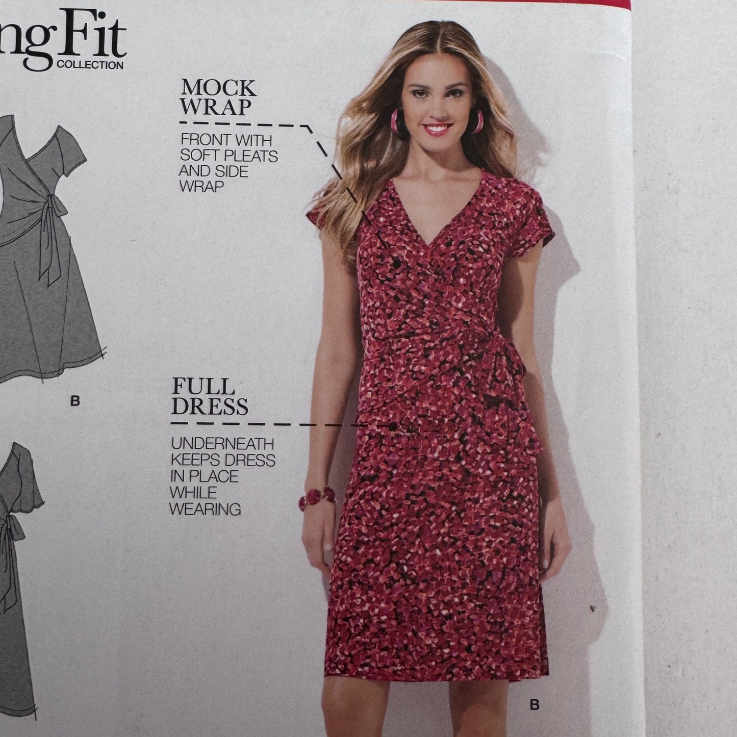 Simplicity Sewing Pattern 1653 Amazing Fit Dress Mock Wrap Summer 10-18 Uncut Slim Curvy