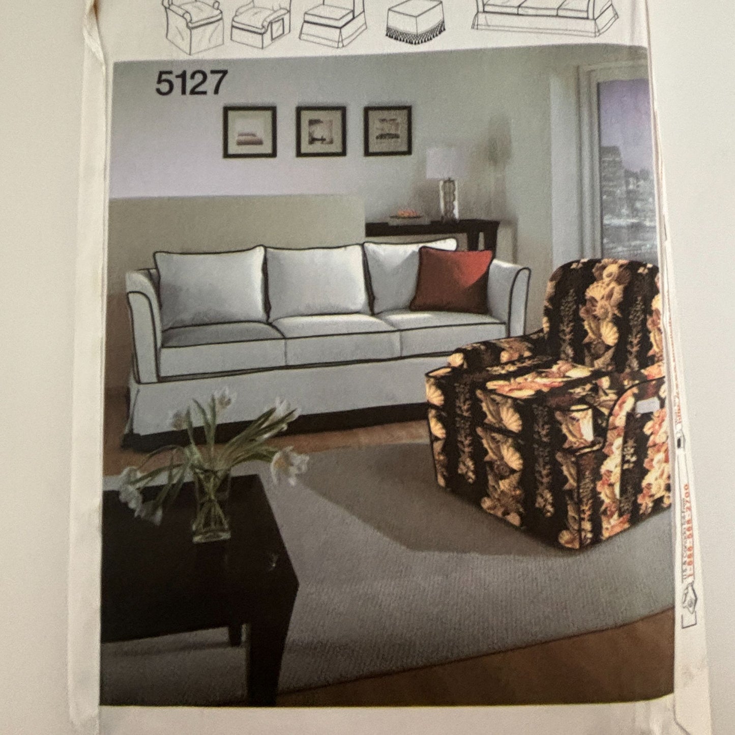 Simplicity Sewing Pattern 5127 Modern Chair Slipcovers Couch Pillows Home Decor