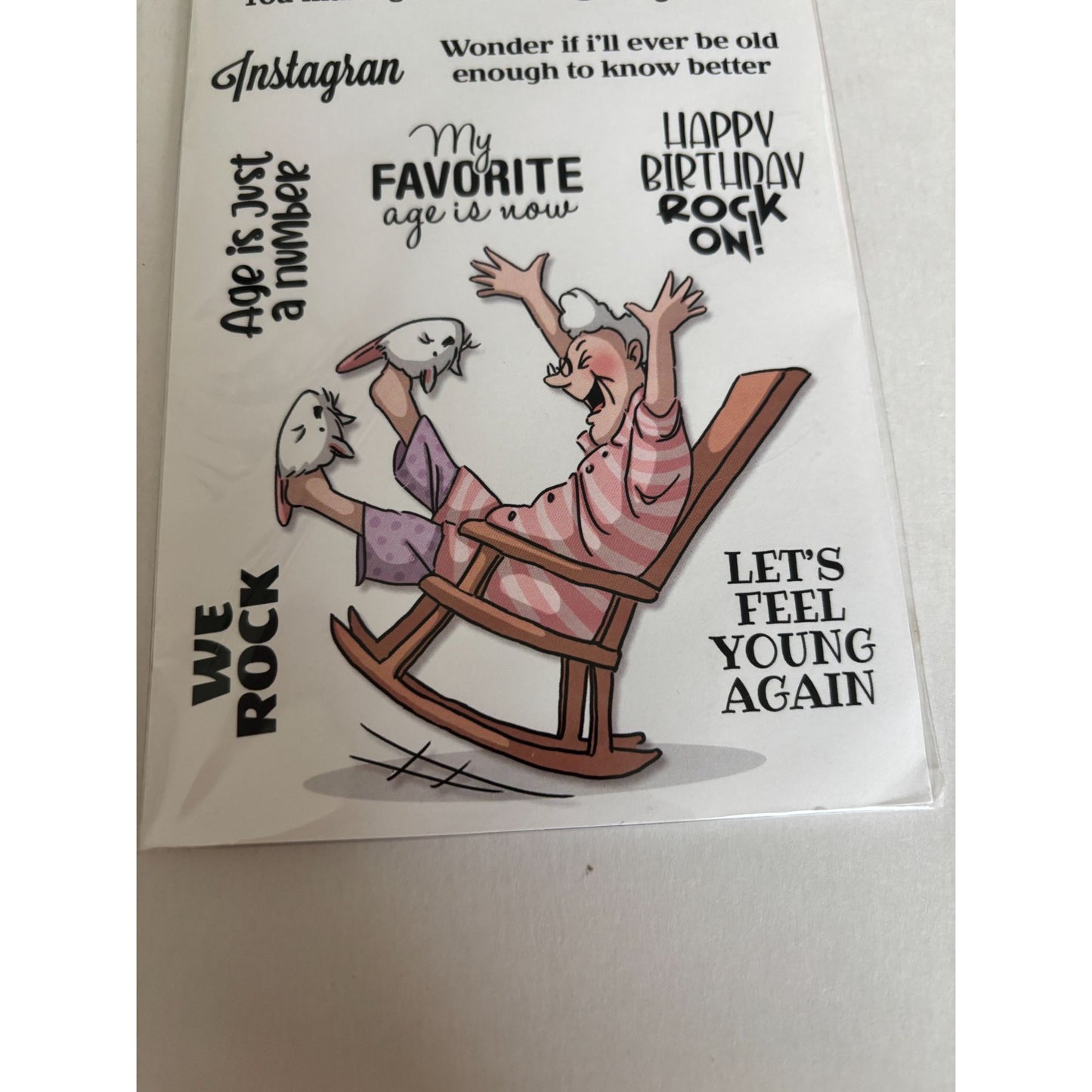 Art Impressions Clear Stamps Rock On Laugh Lines Funny Birthday Aging Humor Sarcasm