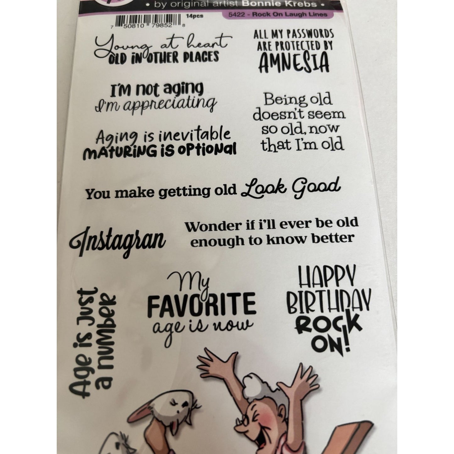 Art Impressions Clear Stamps Rock On Laugh Lines Funny Birthday Aging Humor Sarcasm