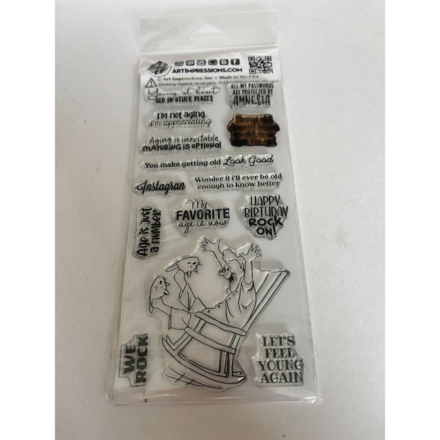 Art Impressions Clear Stamps Rock On Laugh Lines Funny Birthday Aging Humor Sarcasm