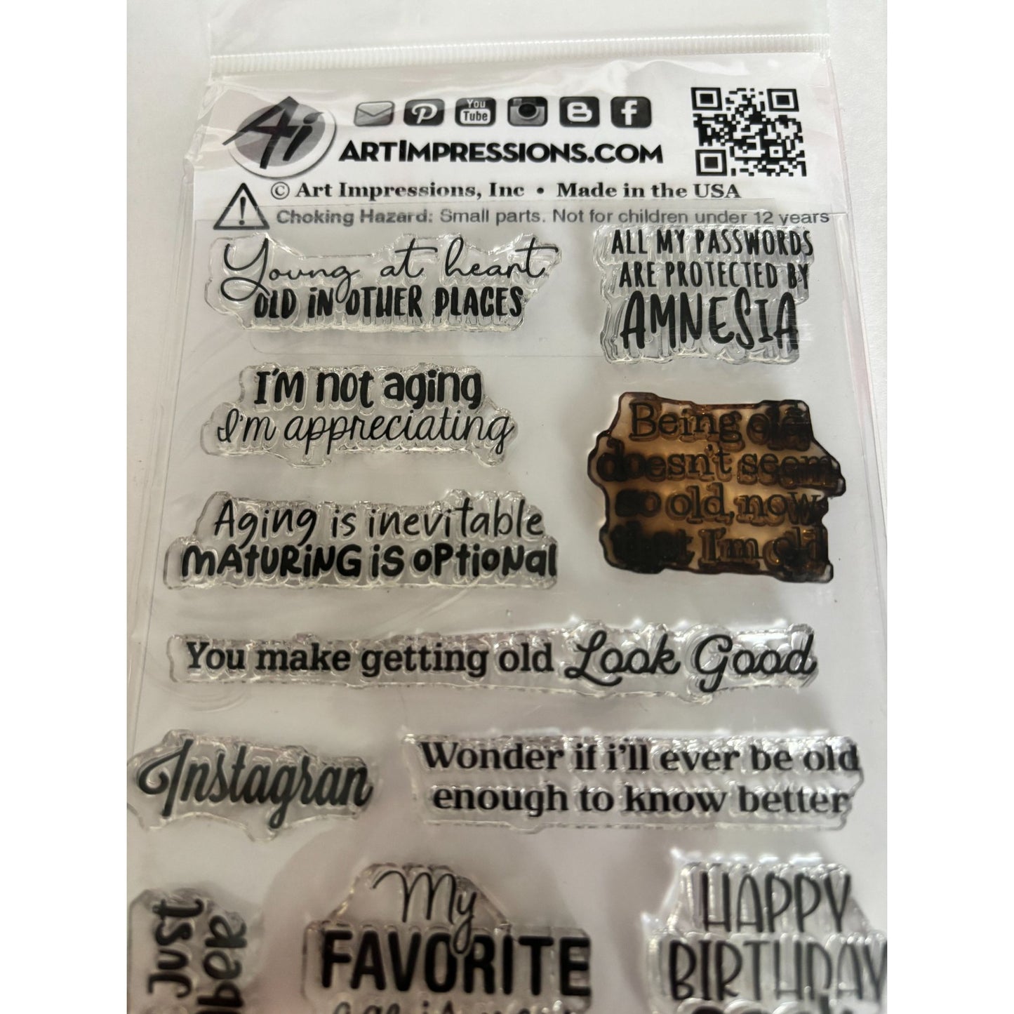 Art Impressions Clear Stamps Rock On Laugh Lines Funny Birthday Aging Humor Sarcasm