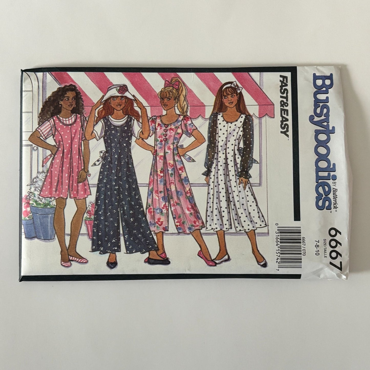 Butterick Sewing Pattern 6667 Girls Culotte Dress Jumpsuit Top 90s 7-10 Uncut Retro Y2K