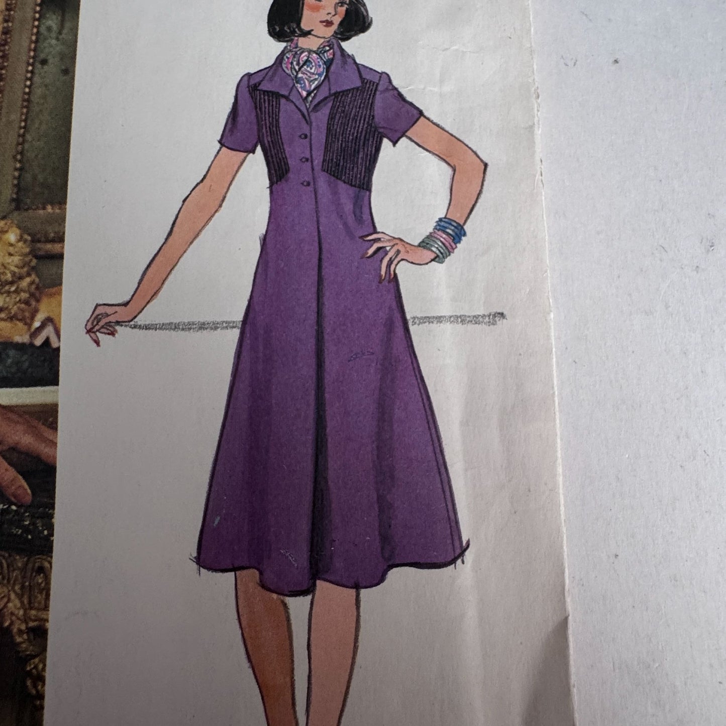 Vogue Sewing Pattern 1186 Teal Traina A-Line Dress 1975 Designer Vintage 12 Uncut