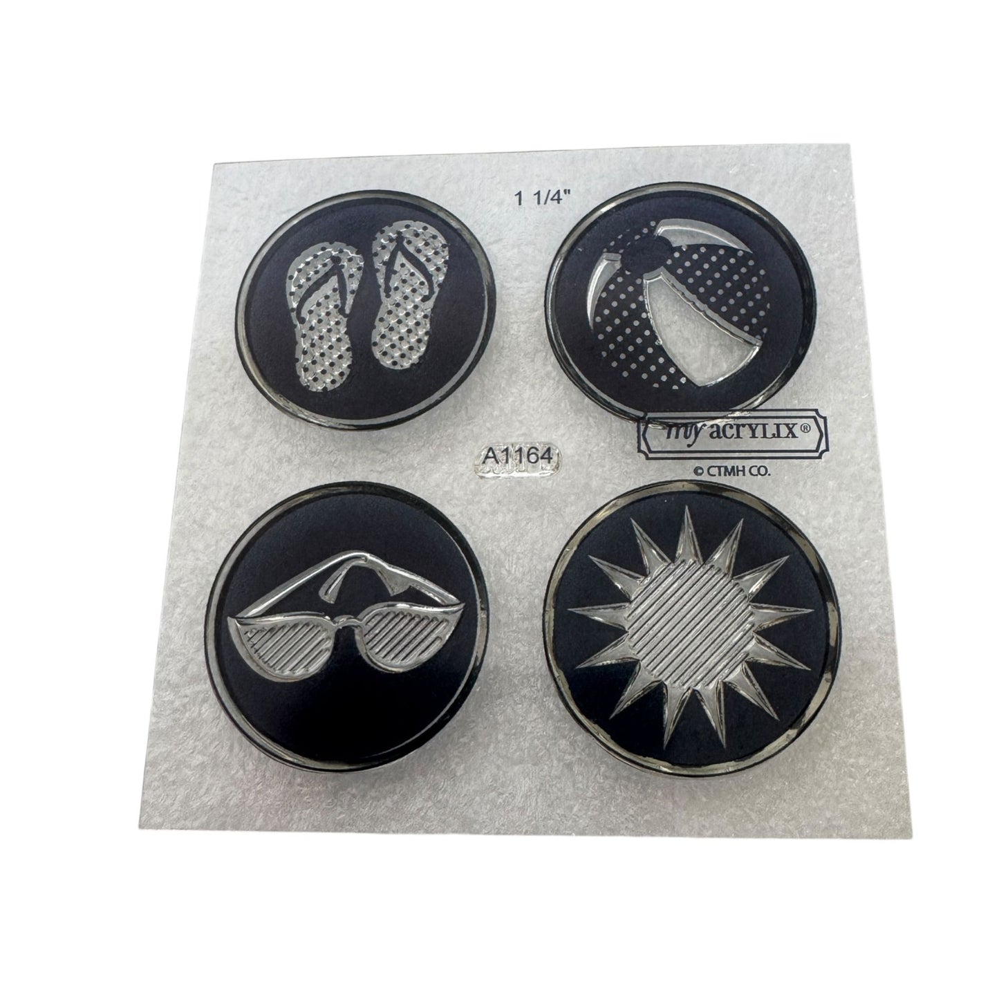 CTMH My Acrylix Acrylic Stamp Set A1164 Beach Gear Sunglasses Flip Flops Sun
