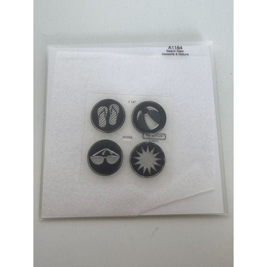 CTMH My Acrylix Acrylic Stamp Set A1164 Beach Gear Sunglasses Flip Flops Sun