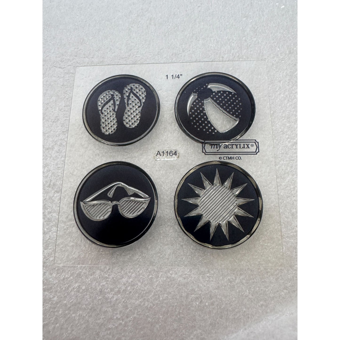 CTMH My Acrylix Acrylic Stamp Set A1164 Beach Gear Sunglasses Flip Flops Sun