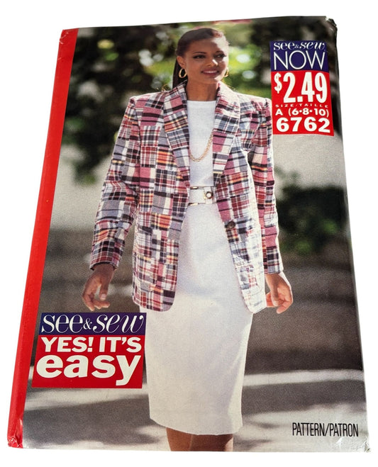 Butterick Sewing Pattern 6762 Jacket Top Skirt Outfit Career 90s 6-10 Easy Uncut