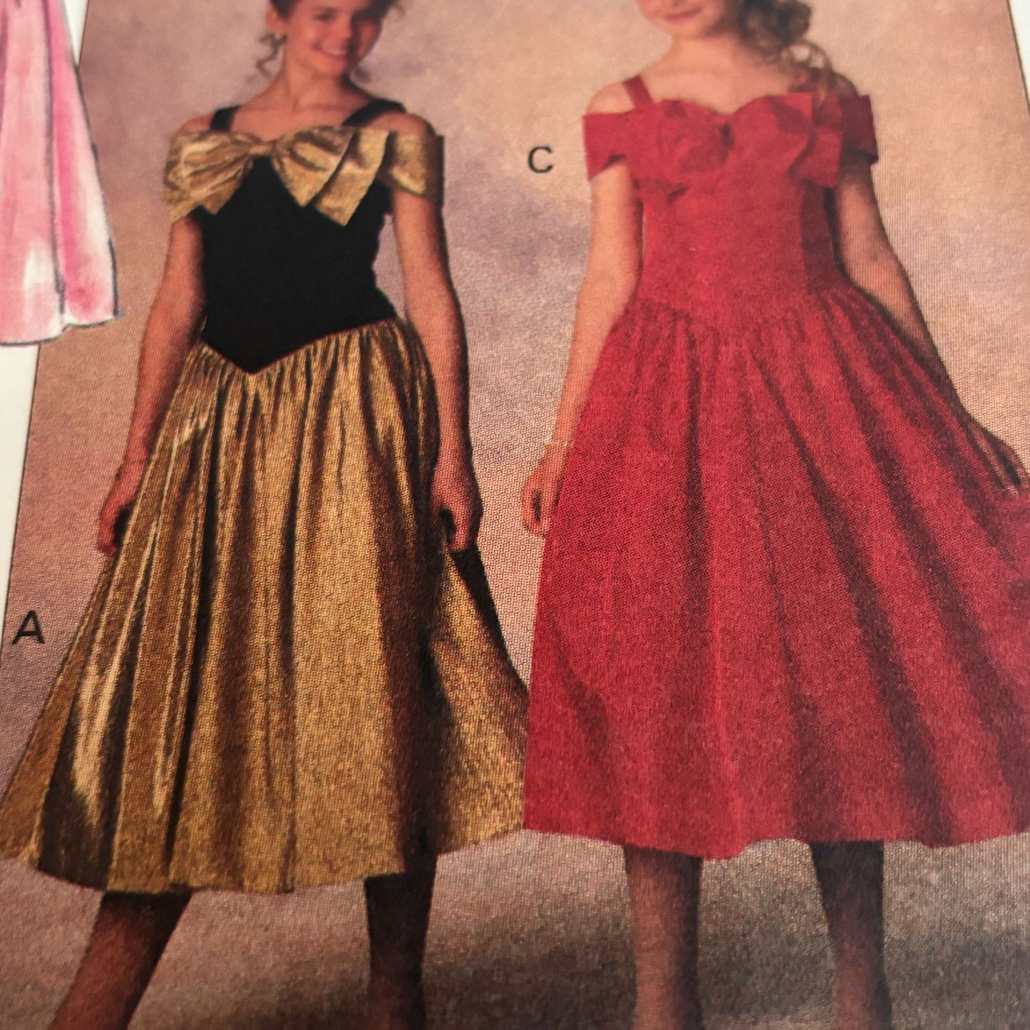 Butterick Sewing Pattern 6424 Party Dress Flower Girl 7-10 Bow Vintage 1990s UC