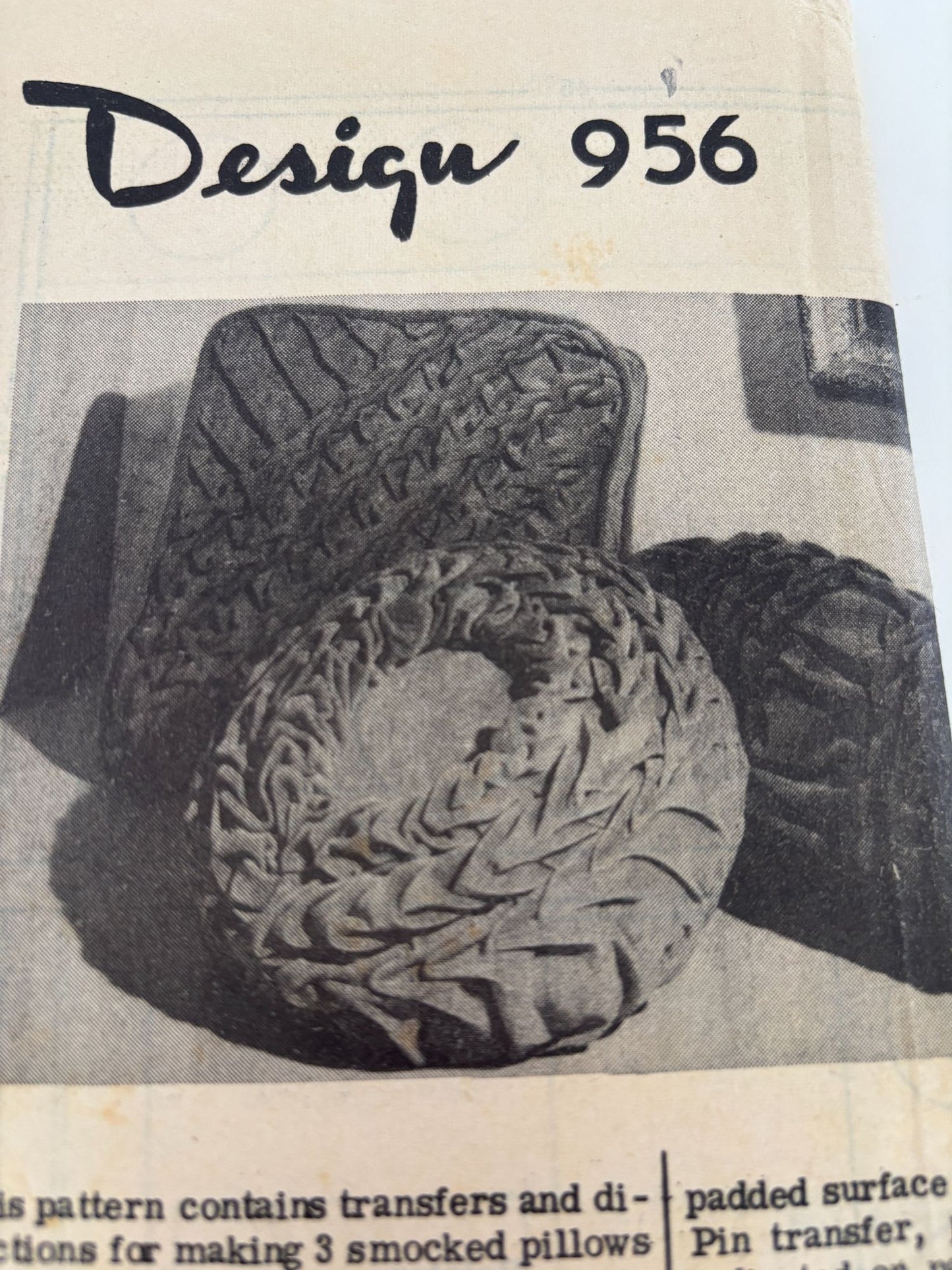 Laura Wheeler Design Craft Pattern 956 Smocked Pillows 1960s MCM Home Decor UC