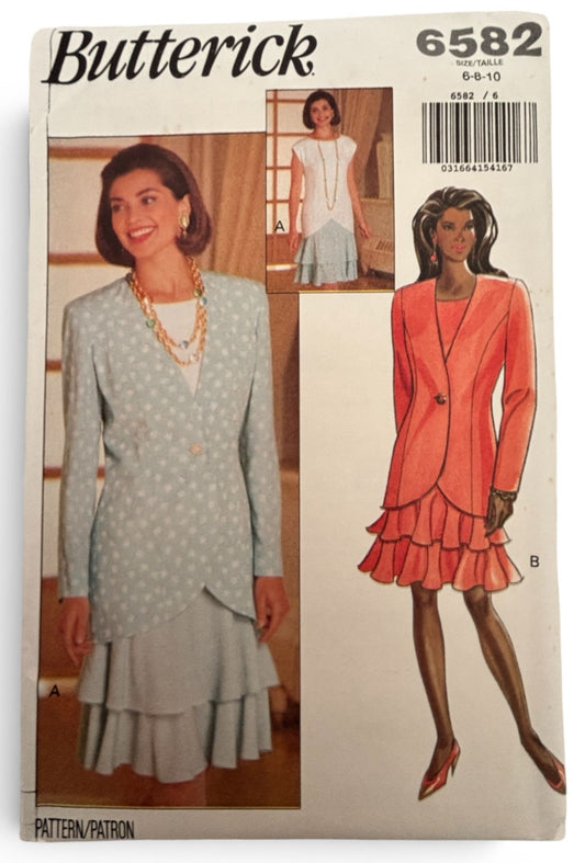 Butterick Sewing Pattern 6582 Jacket and Dress Blazer Suit Easy Work 6 8 10 UC