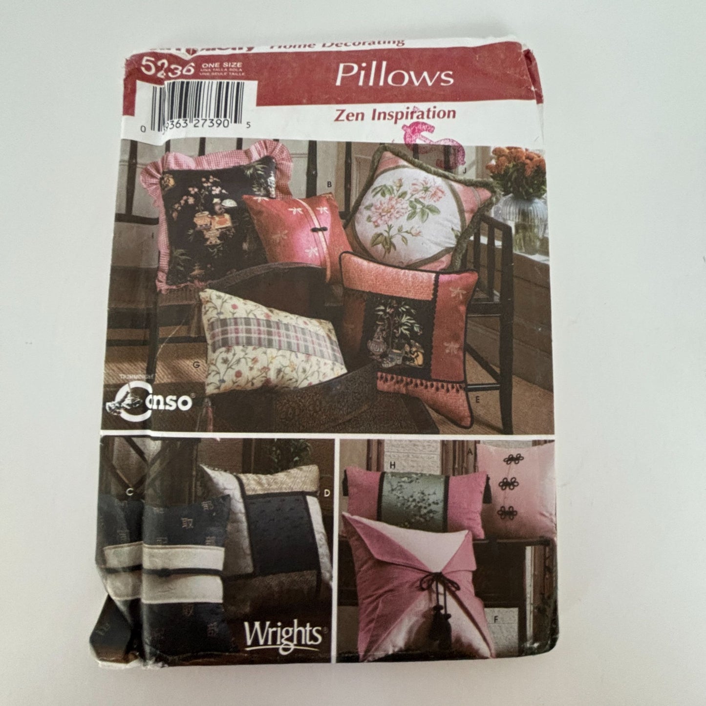 Simplicity Sewing Pattern 5236 Wrights Square Pillows Home Decorating Decor UC