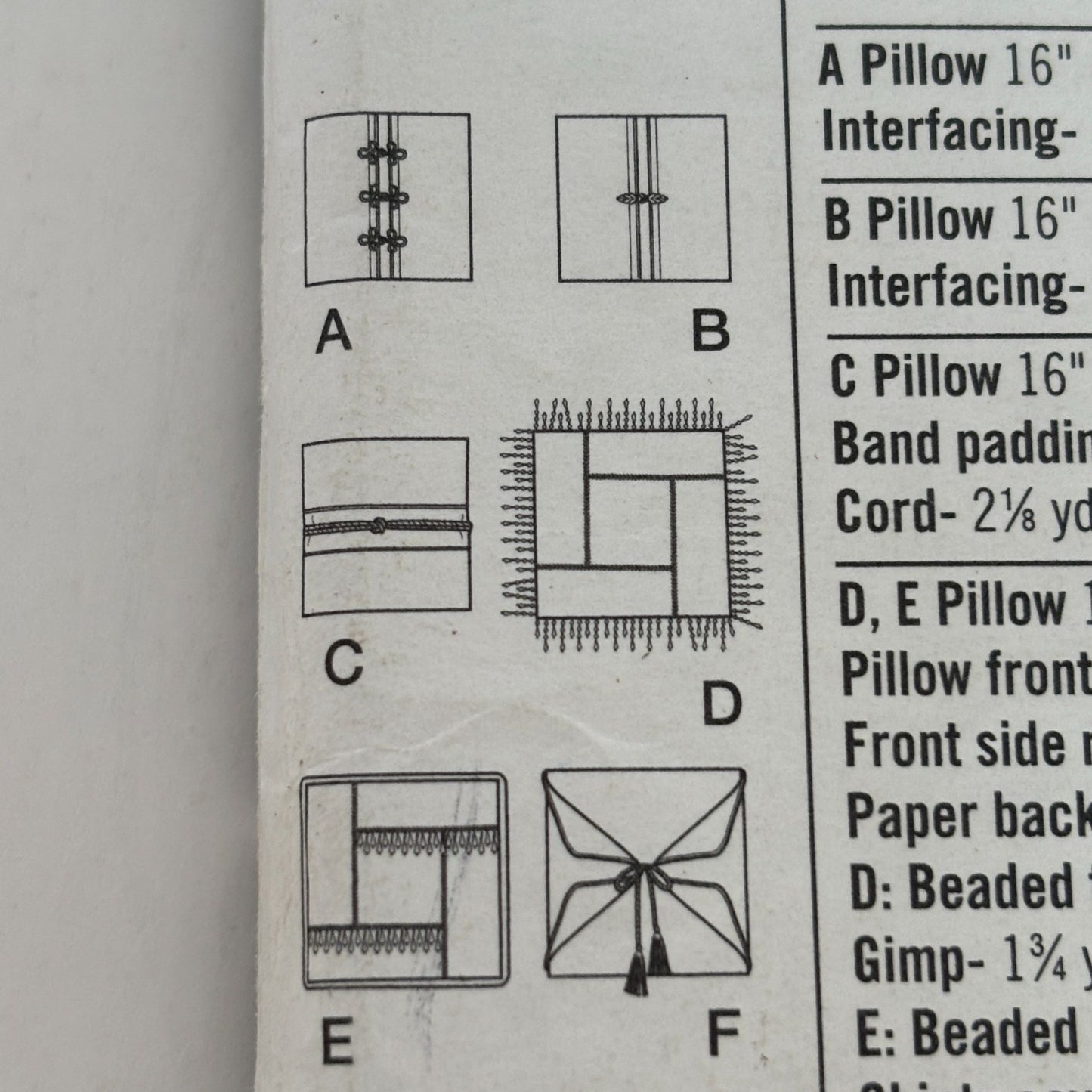 Simplicity Sewing Pattern 5236 Wrights Square Pillows Home Decorating Decor UC