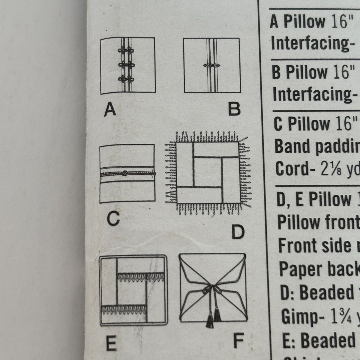 Simplicity Sewing Pattern 5236 Wrights Square Pillows Home Decorating Decor UC