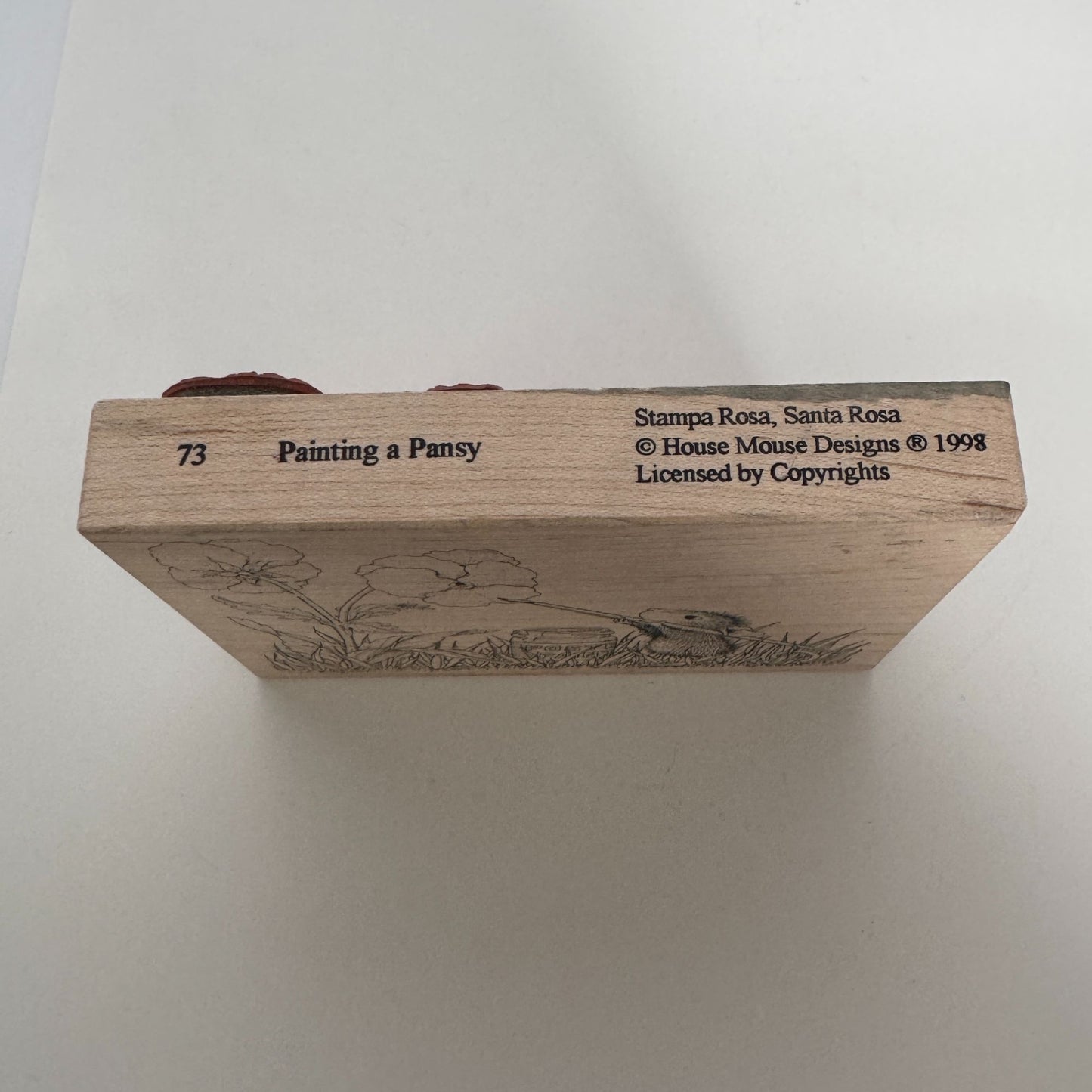 Stampa Rosa House Mouse Rubber Stamp Painting A Pansy Flower Friend Card Making