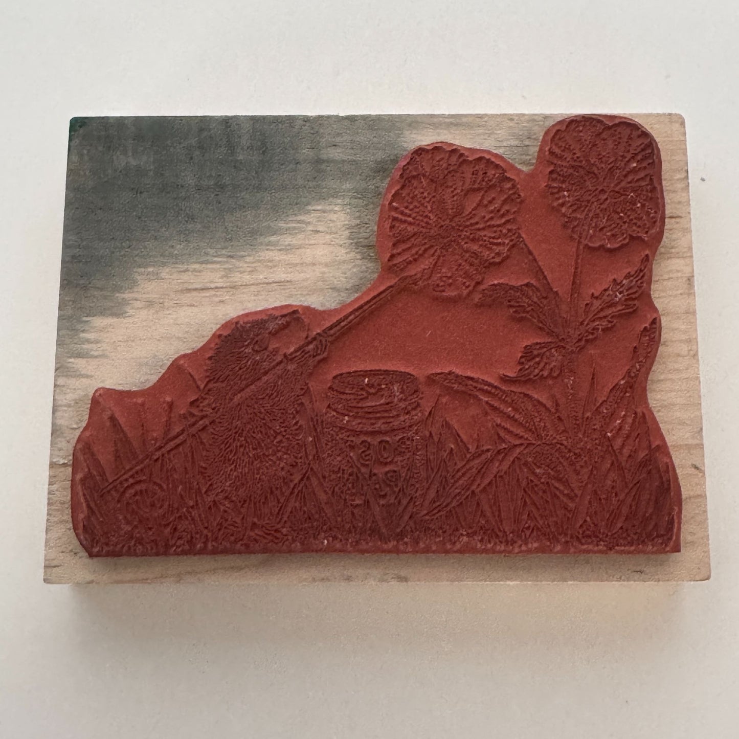 Stampa Rosa House Mouse Rubber Stamp Painting A Pansy Flower Friend Card Making