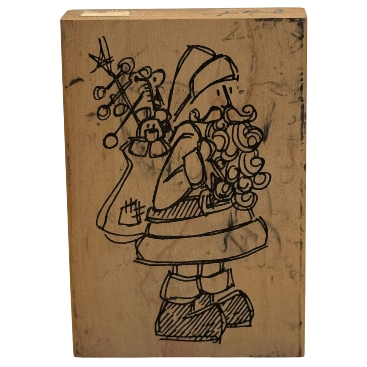 Heather Rubber Stamp Santa Claus Toy Bag Christmas Holiday Card Making Wood Mounted