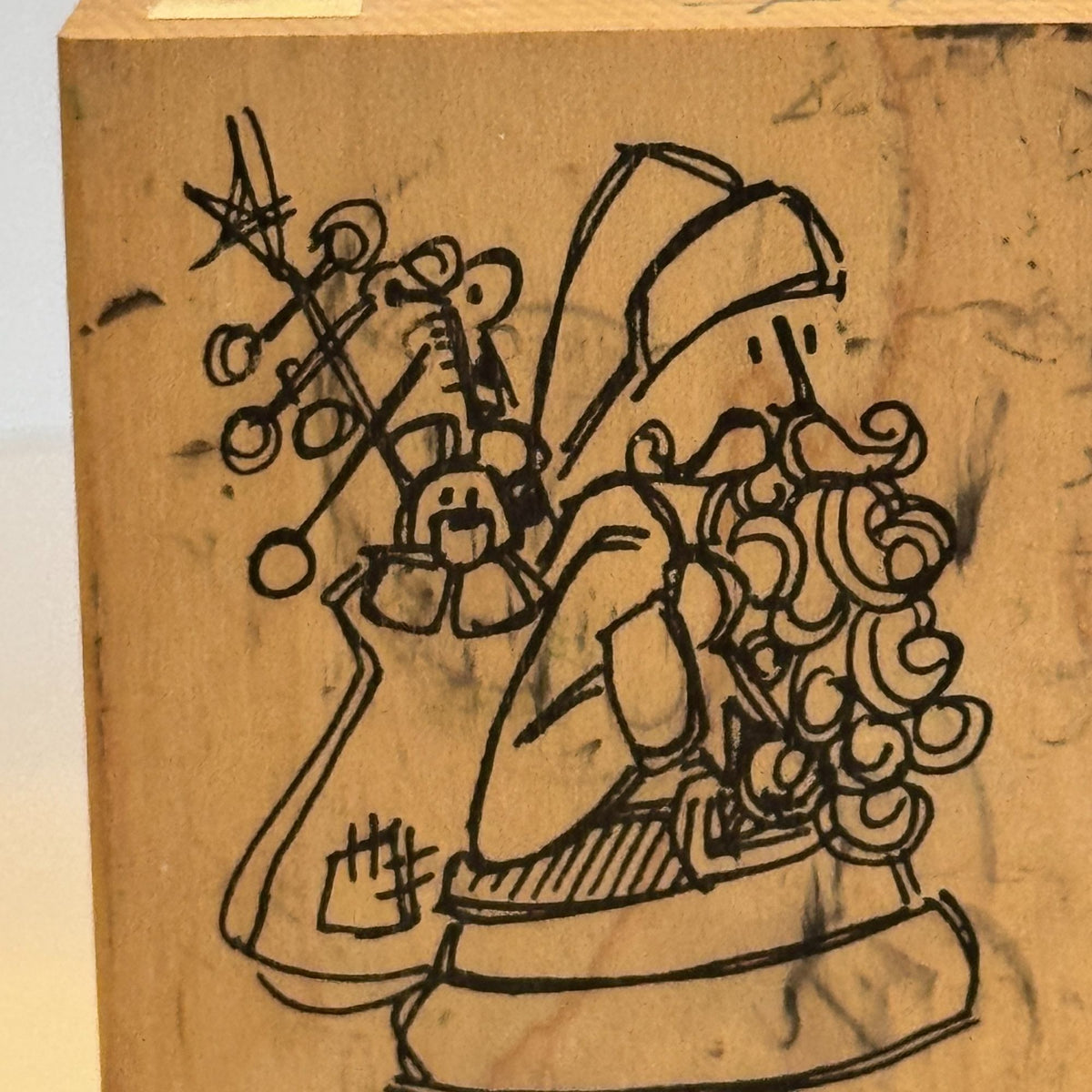 Heather Rubber Stamp Santa Claus Toy Bag Christmas Holiday Card Making Wood Mounted