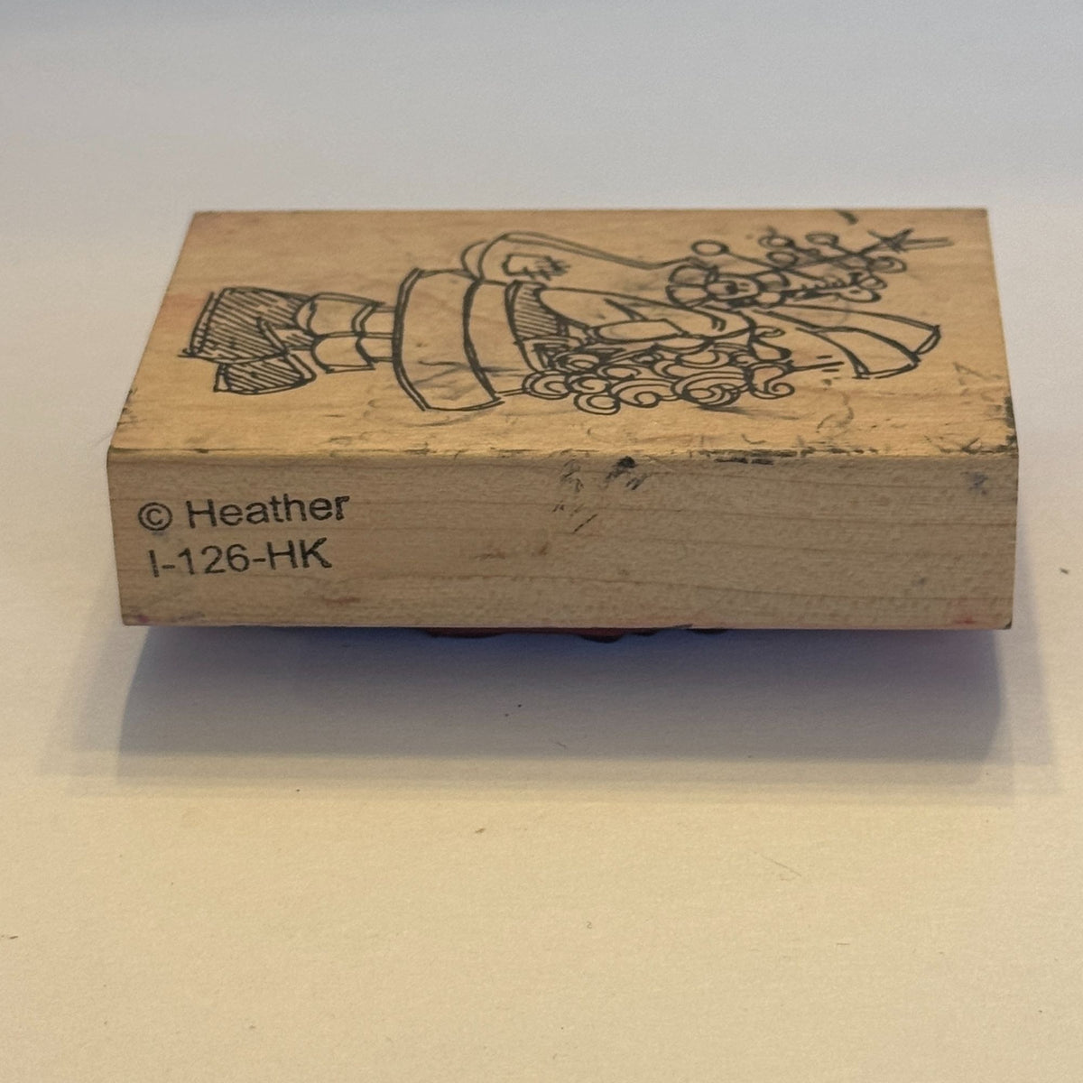 Heather Rubber Stamp Santa Claus Toy Bag Christmas Holiday Card Making Wood Mounted