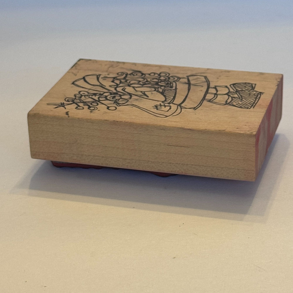 Heather Rubber Stamp Santa Claus Toy Bag Christmas Holiday Card Making Wood Mounted