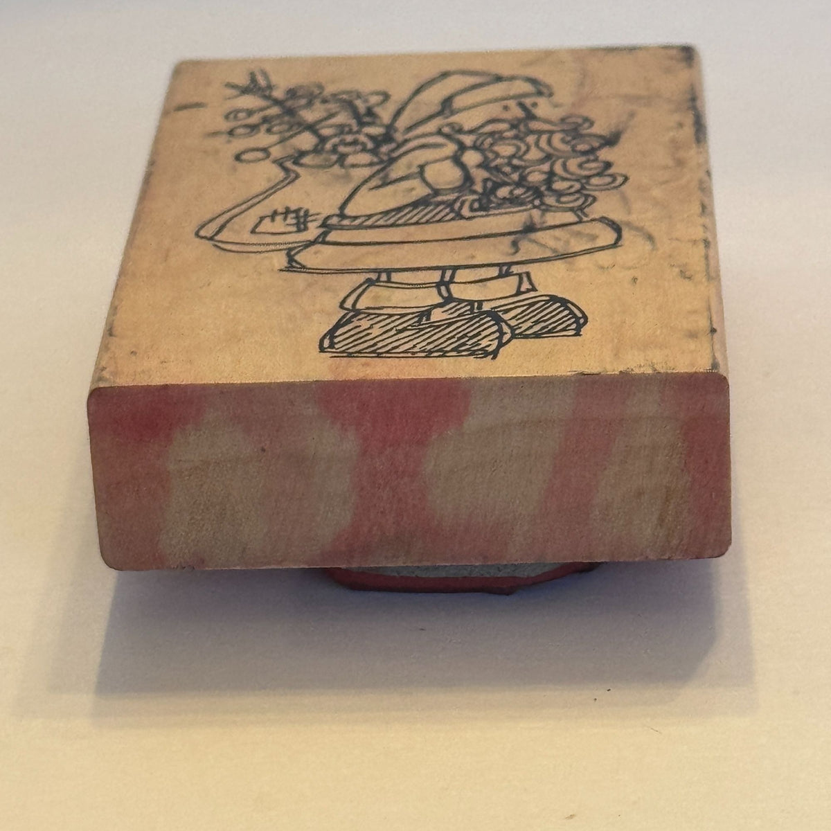 Heather Rubber Stamp Santa Claus Toy Bag Christmas Holiday Card Making Wood Mounted