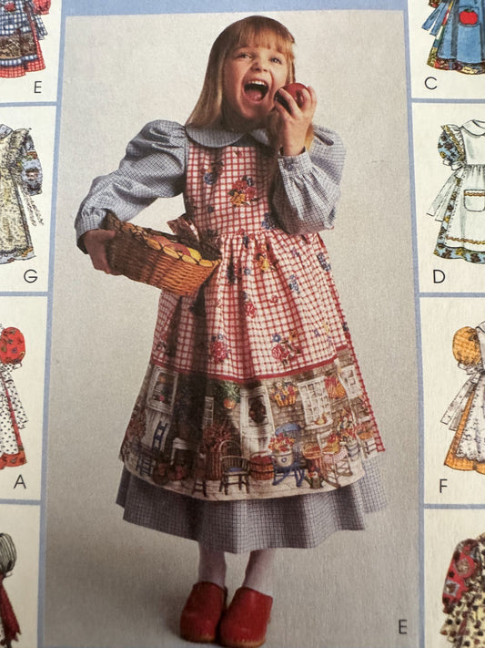 McCalls 8975 Sewing Pattern Girls Dress Pinafore Ruffles 1990s 8 Great Looks 4-6