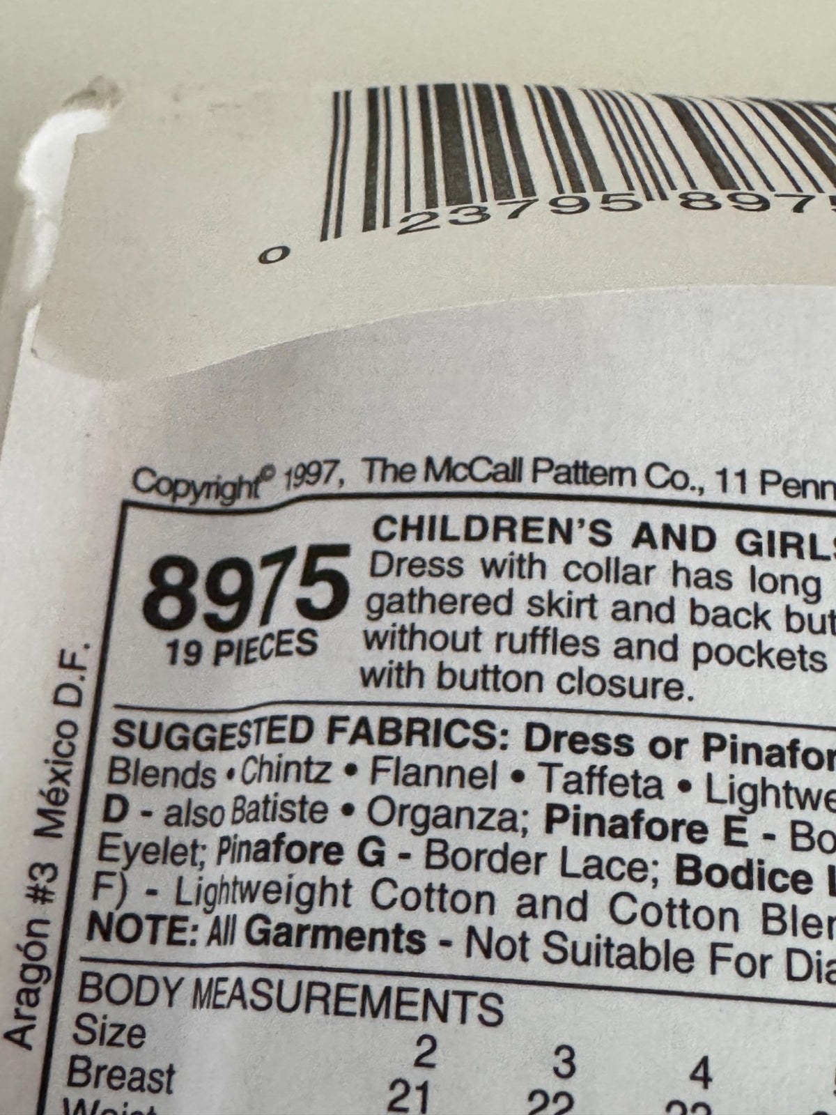 McCalls 8975 Sewing Pattern Girls Dress Pinafore Ruffles 1990s 8 Great Looks 4-6