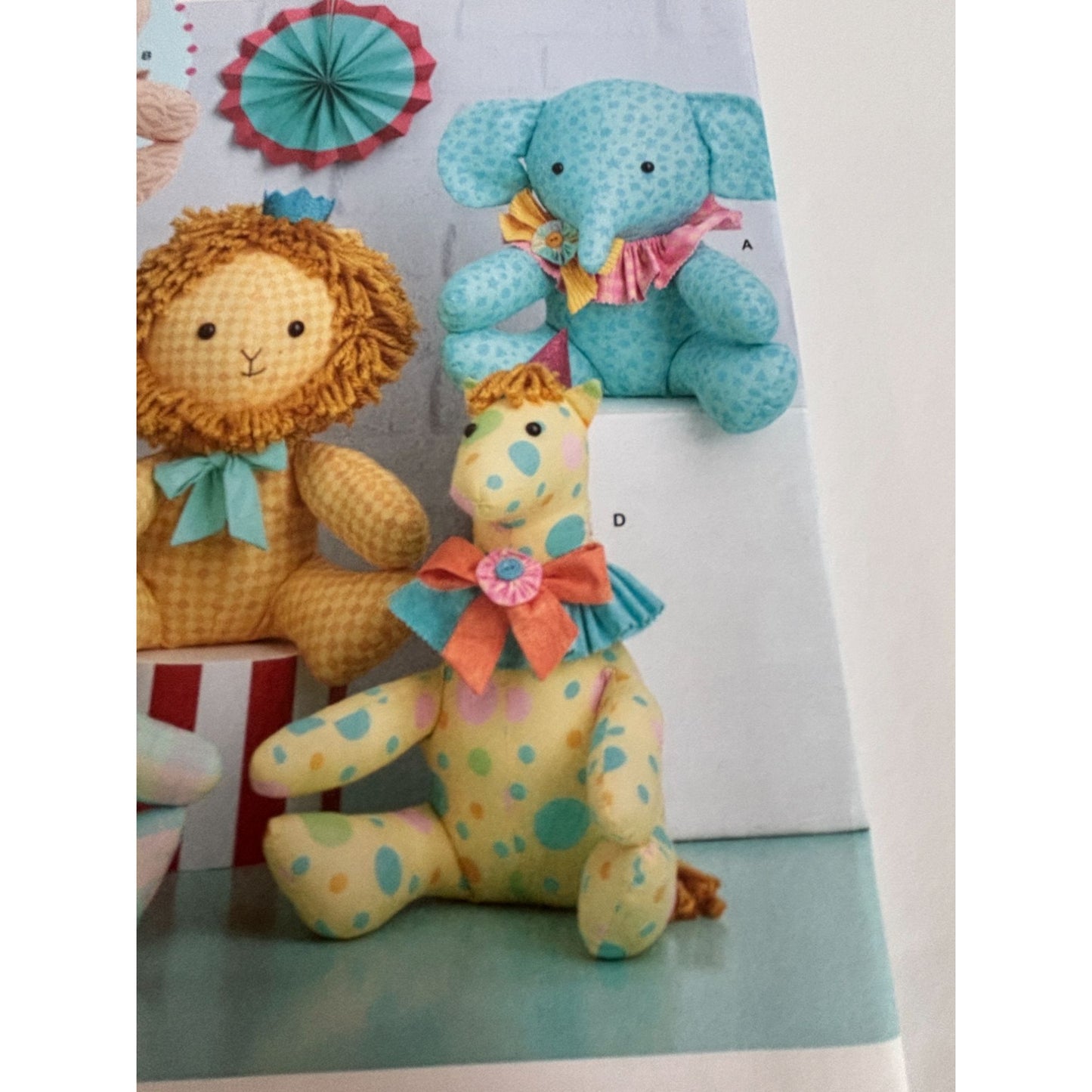 Simplicity Sewing Pattern S9498 Plush Stuffed Animals Elephant Unicorn Giraffe