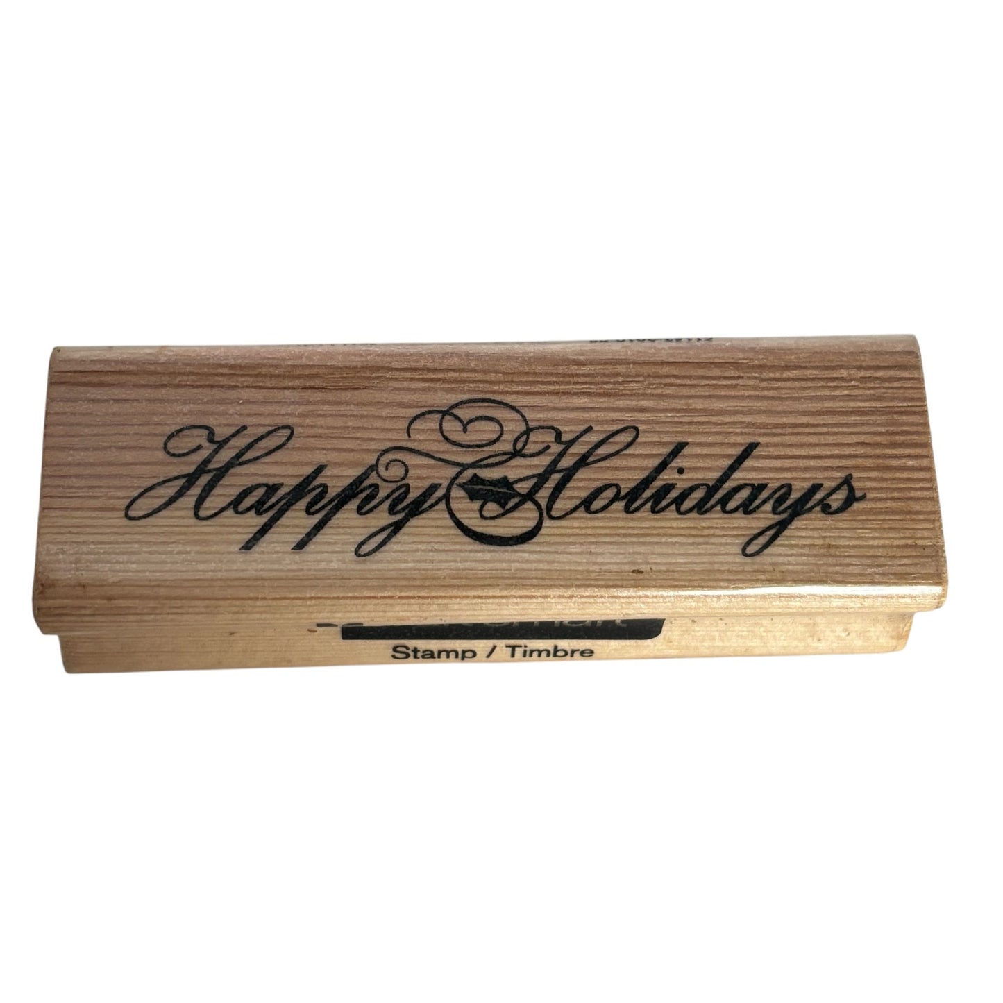 CraftSmart Rubber Stamp Happy Holidays Christmas Card Making Sentiment Cursive