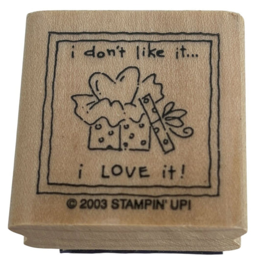 Stampin Up Wood Rubber Stamp I Love It Gift Tag Card Making Words Square Heart