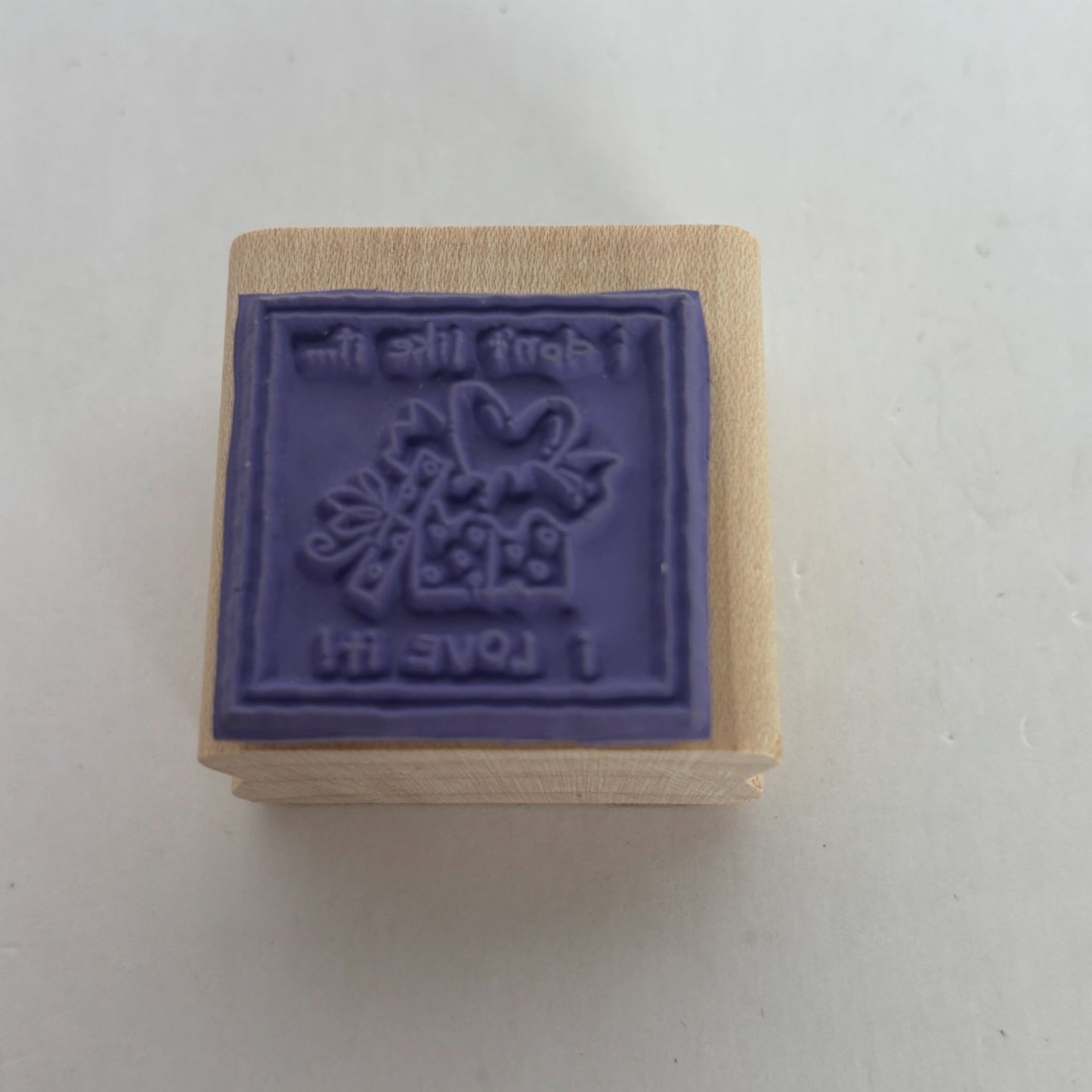 Stampin Up Wood Rubber Stamp I Love It Gift Tag Card Making Words Square Heart