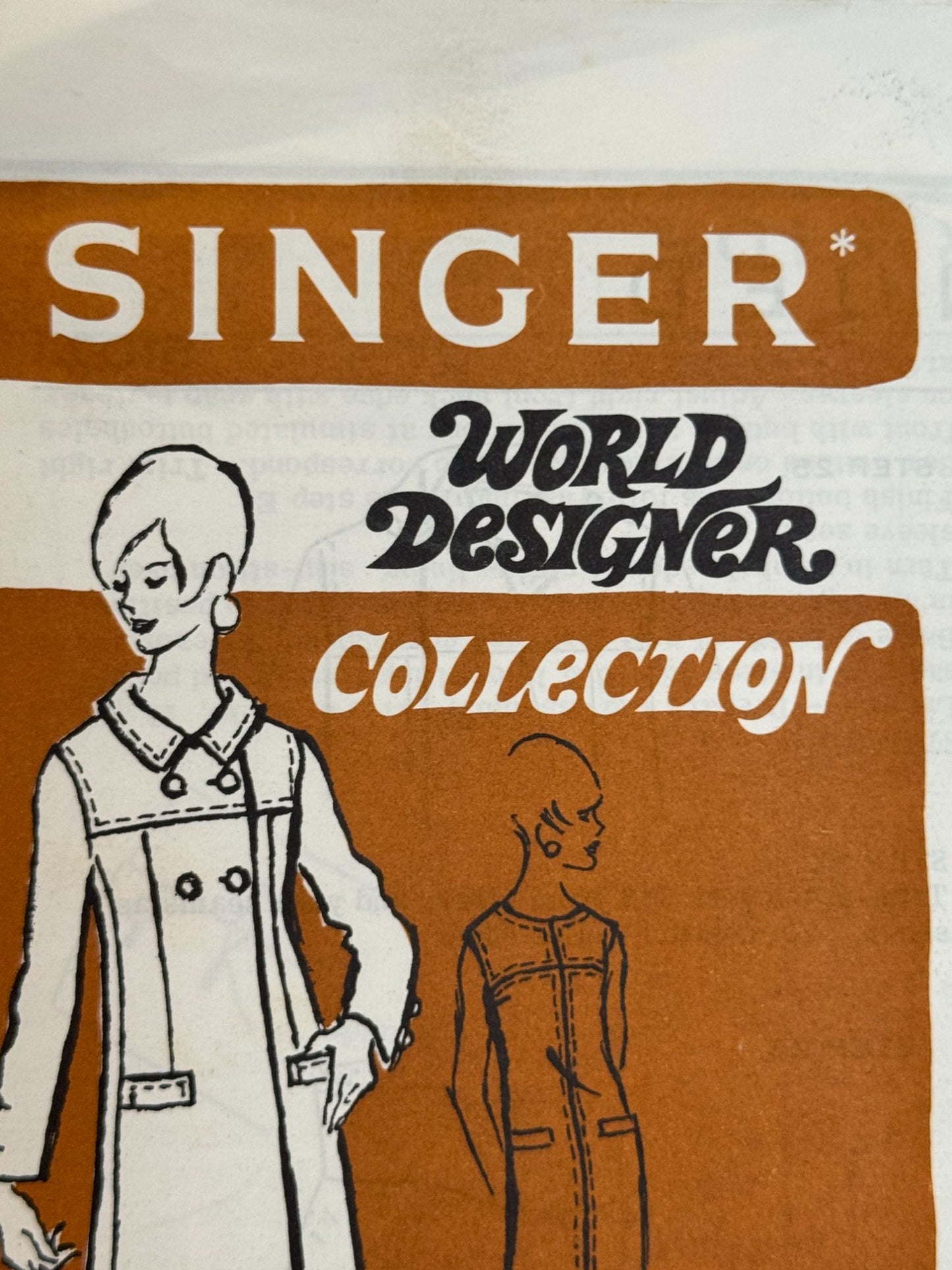 Singer Sewing Pattern 5107 Dress Coat World Designer Barocco Rome 1960s 14 Uncut